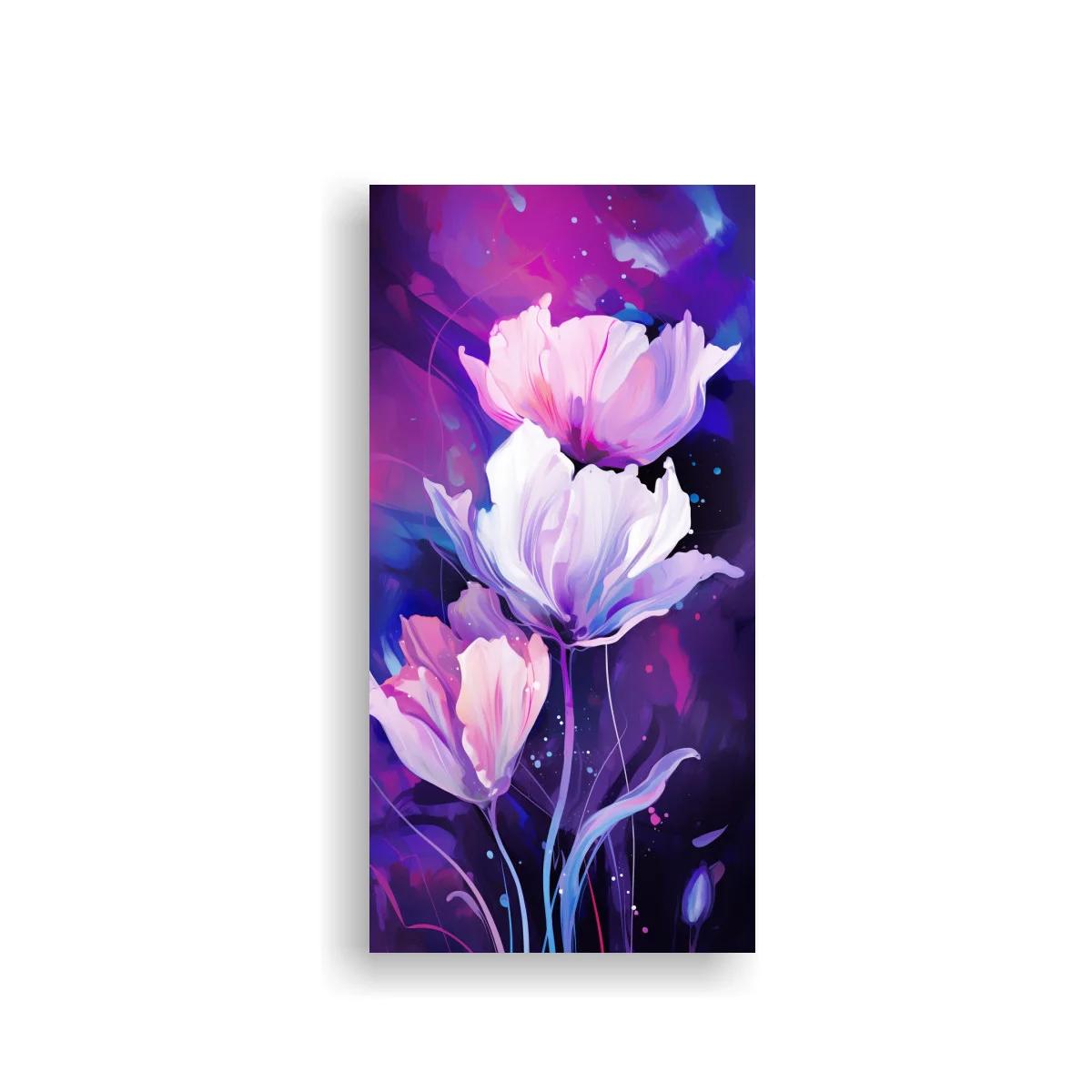 Cuadro lirios violetas con tallos curvos