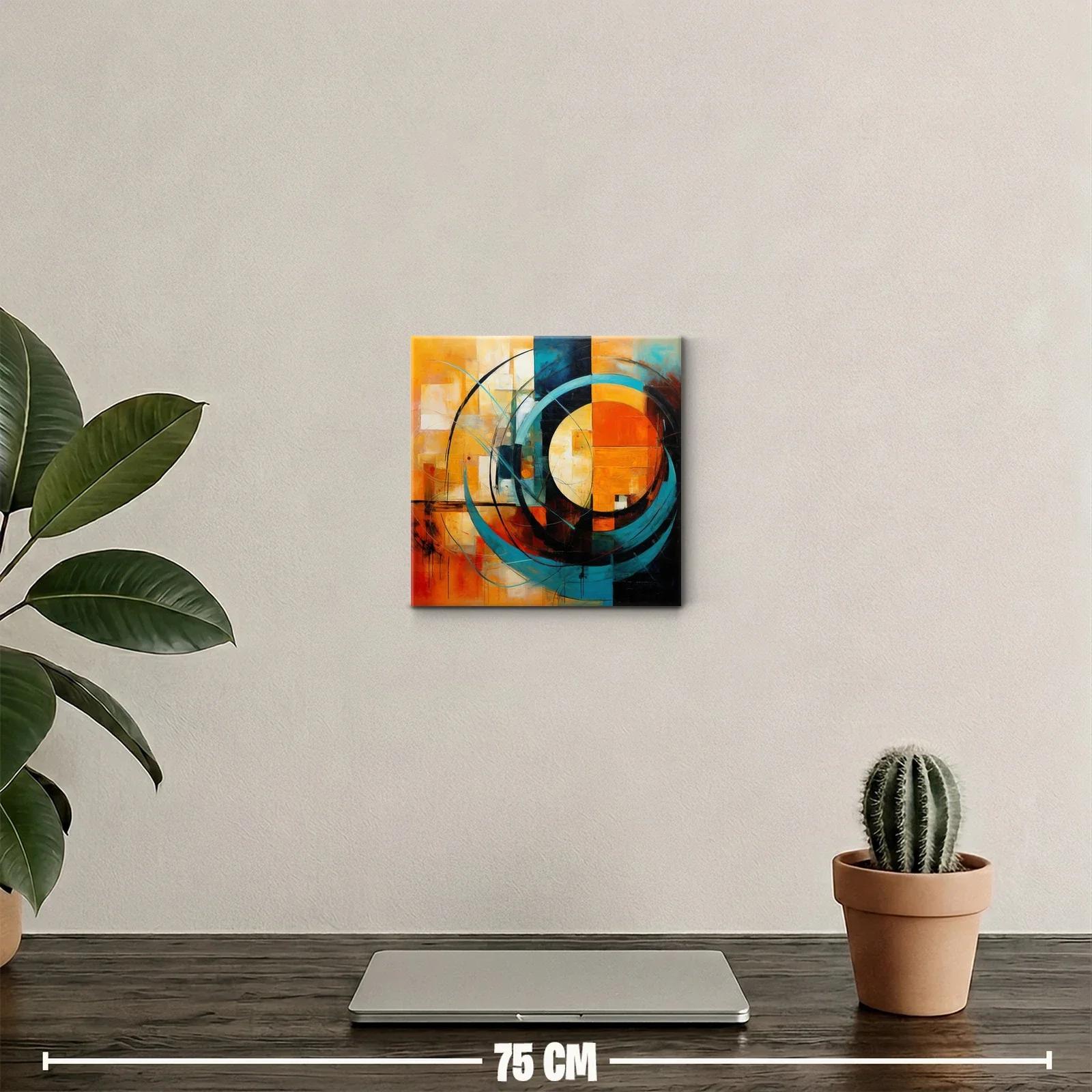 Cuadro abstracto con formas circulares y colores vibrantes — miniatura 2