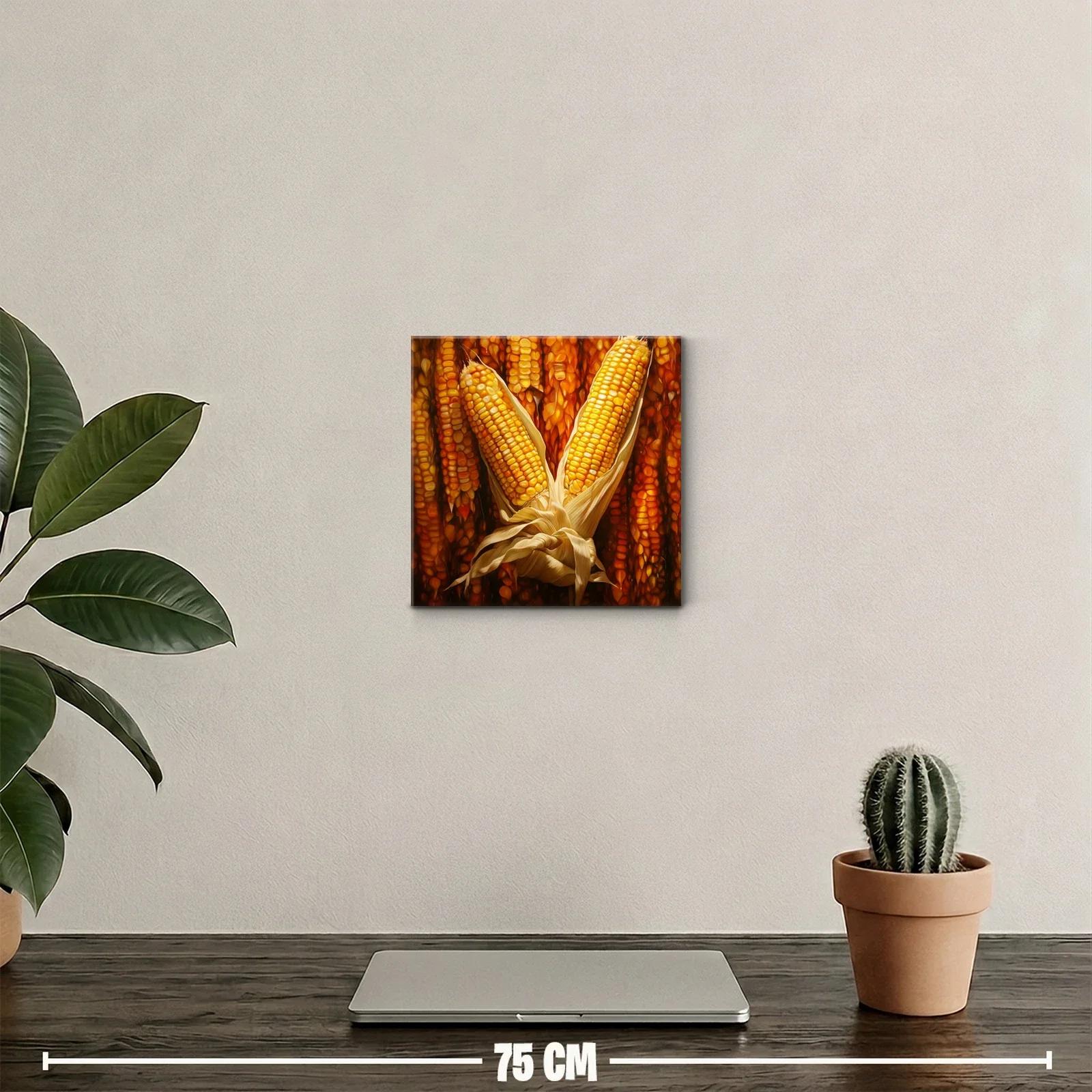 Cuadro decorativo con mazorcas de maíz en tonos cálidos — miniatura 2