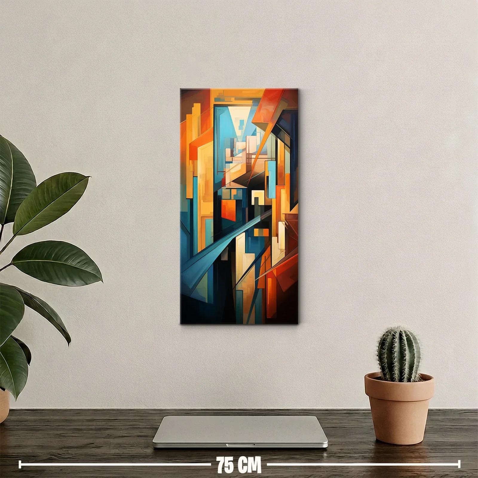 Cuadro abstracción arquitectónica con luces y sombras cálidas — miniatura 2