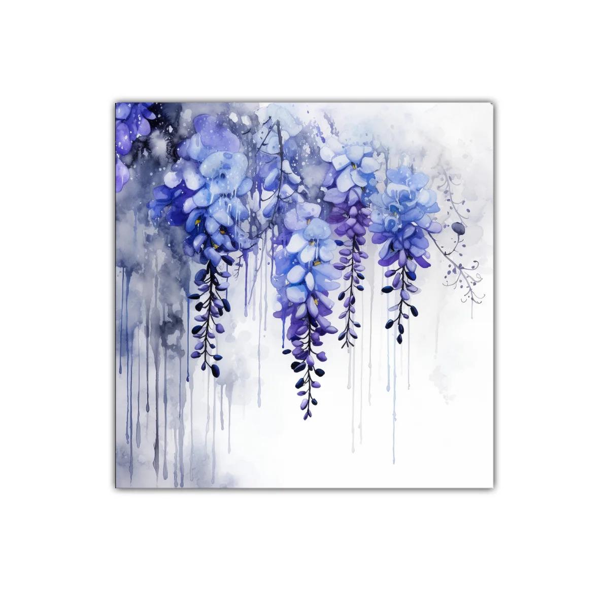 Flores en cascada en tonos violetas con efecto acuarela — imagen principal