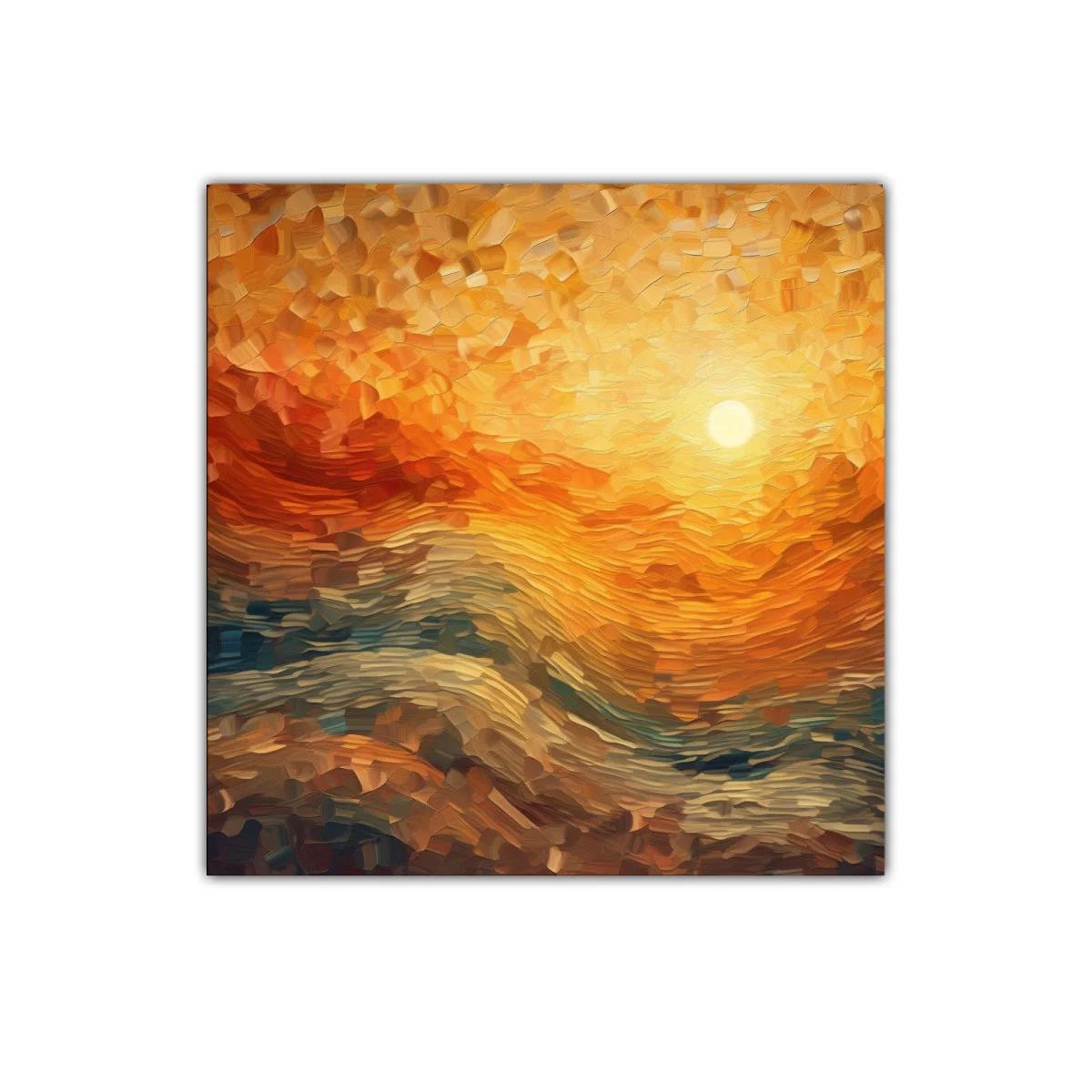 Cuadro abstracto con tonos cálidos y formas onduladas — miniatura 1