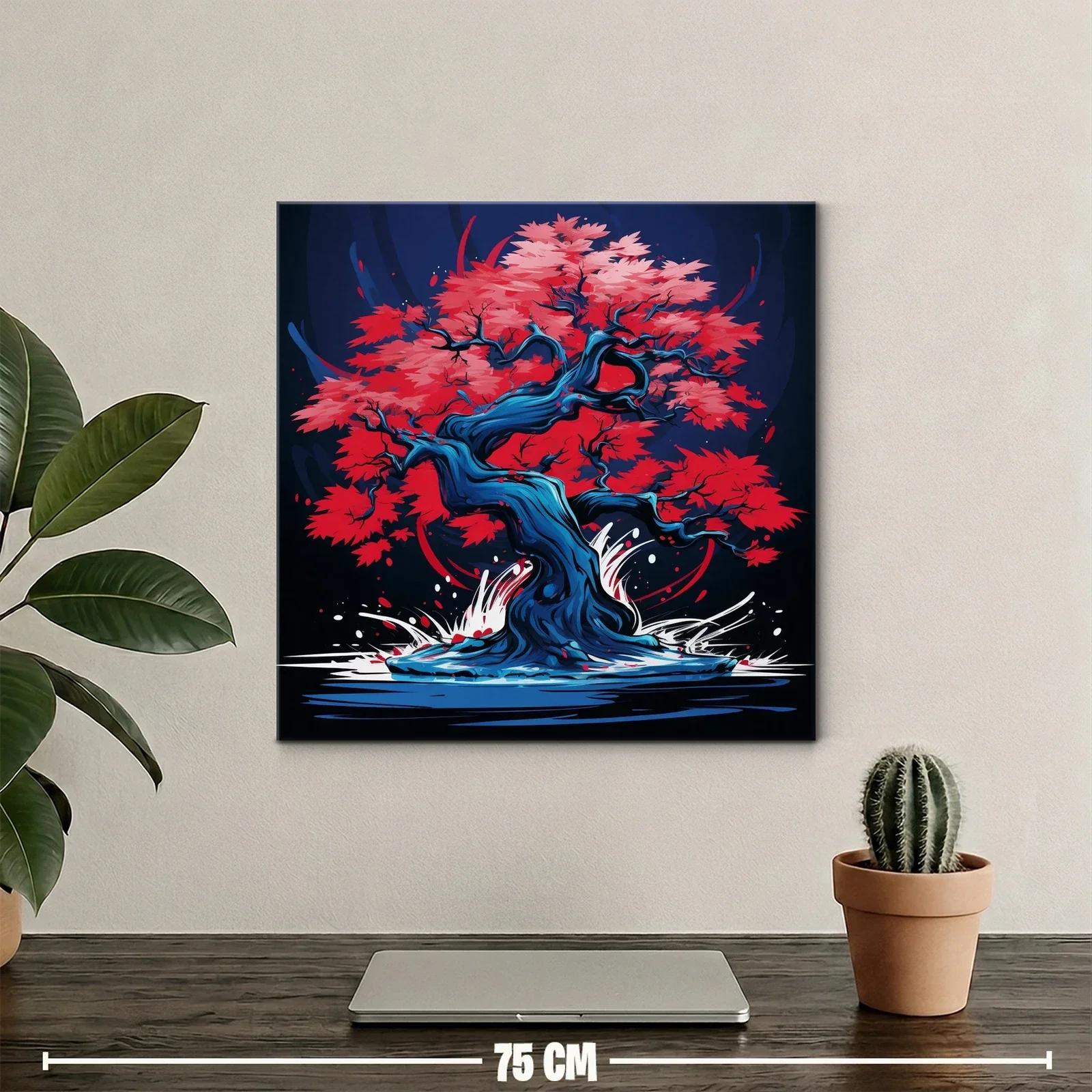 Árbol de otoño vibrante con tonos rojos y azules — miniatura 2
