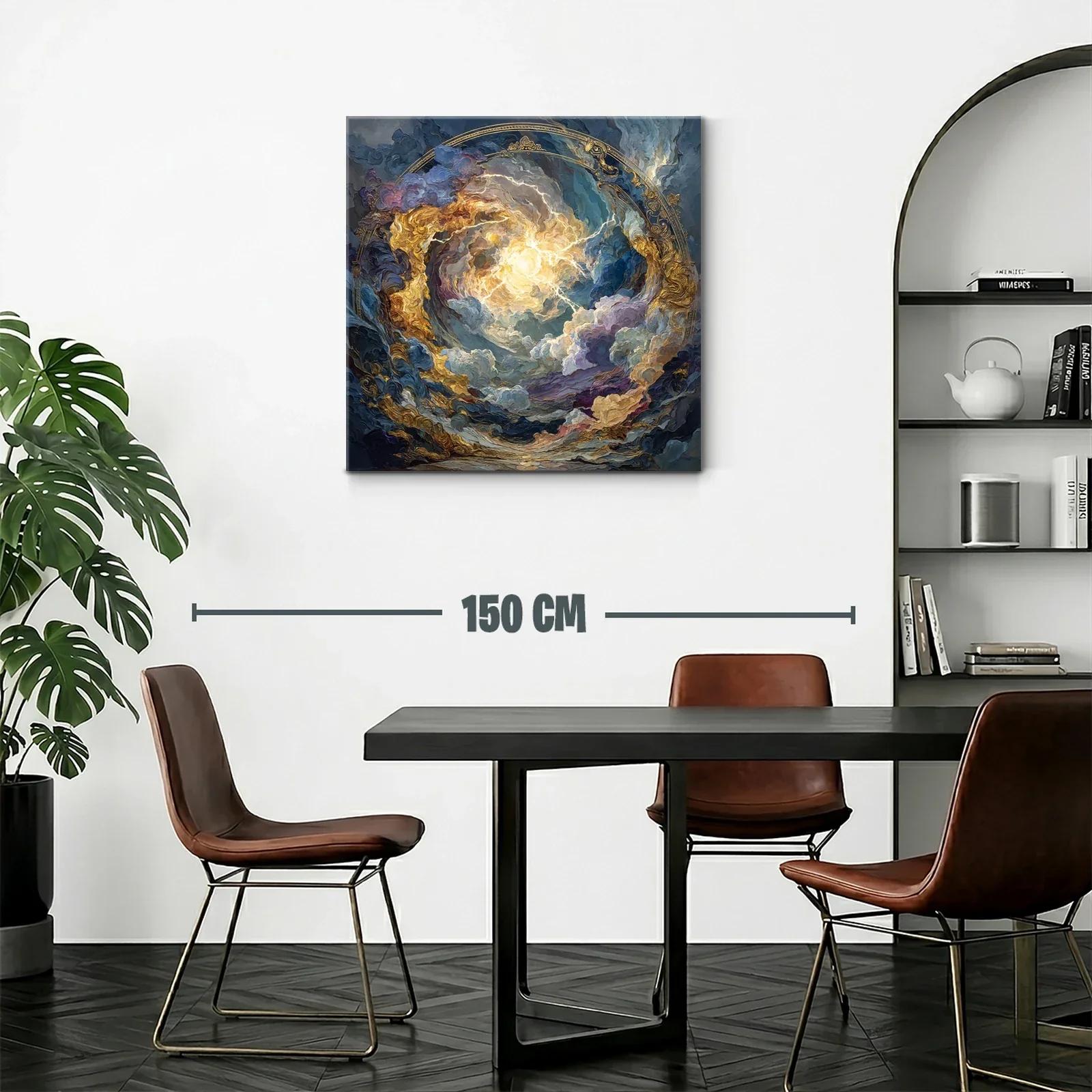 Cuadro celestial con vibrantes destellos dorados y azules — miniatura 2