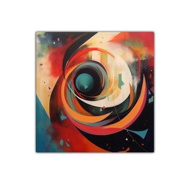 Composición abstracta en espiral con vibrantes colores cálidos