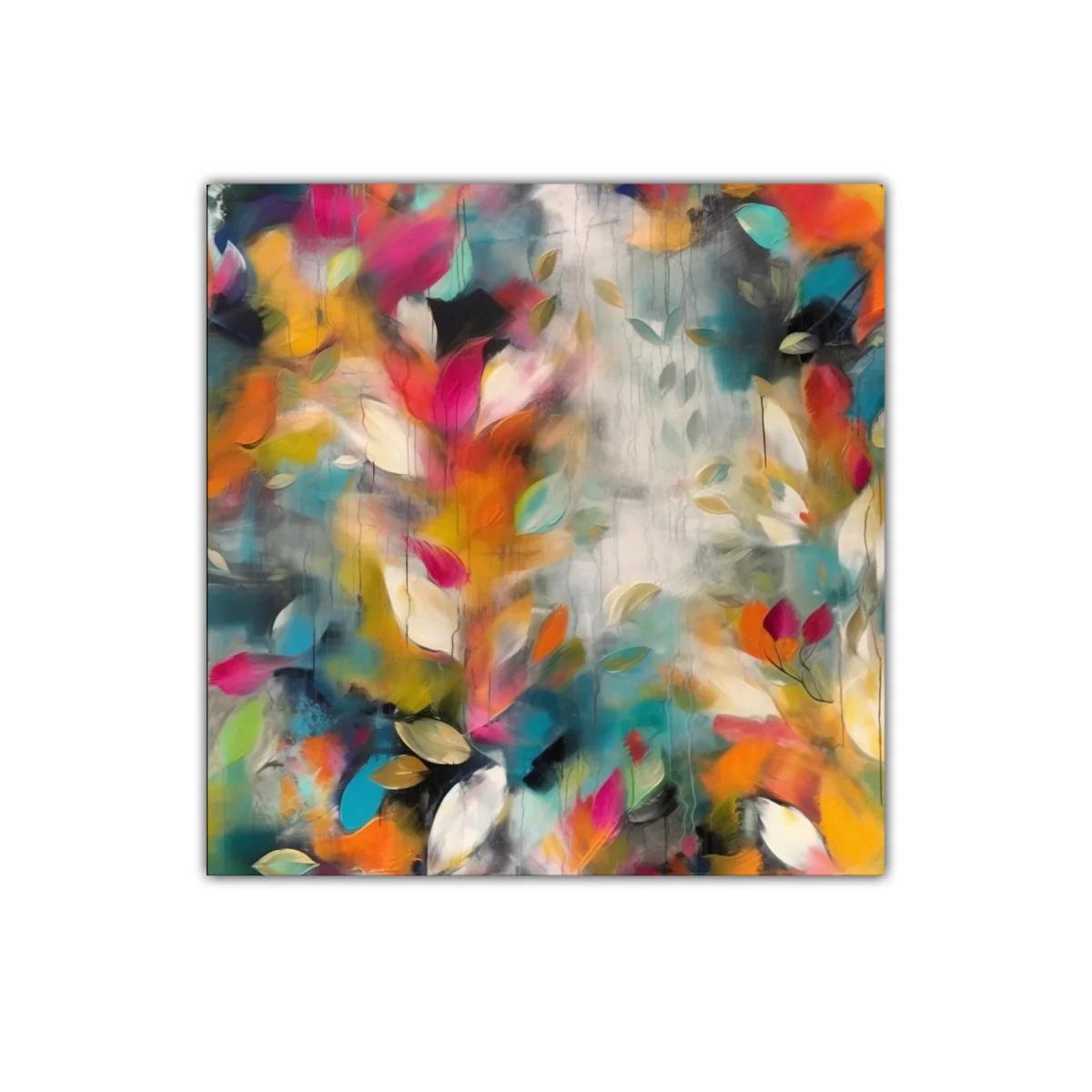 Cuadro decorativo con hojas en vibrantes tonos otoñales