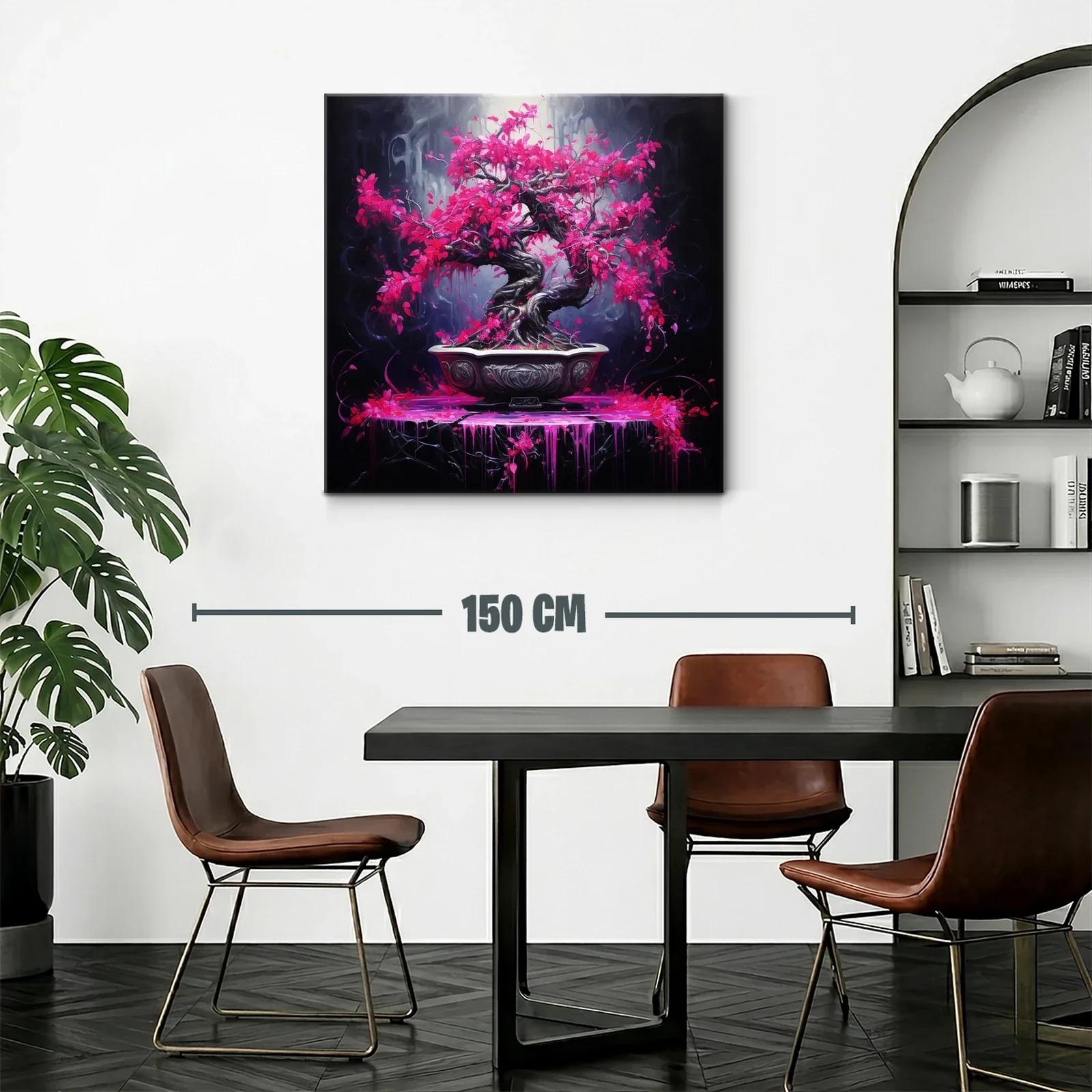 Bonsái vibrante con hojas fucsias en contraste oscuro — miniatura 2