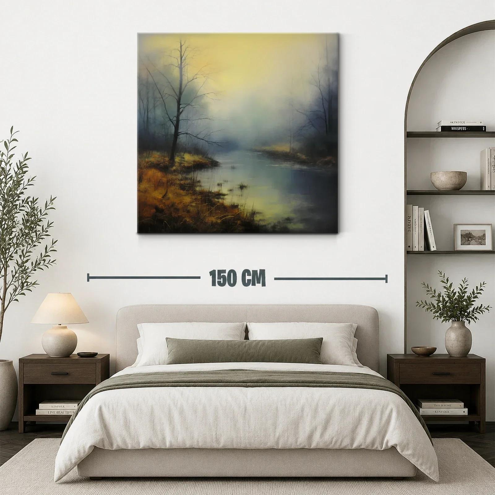 Atardecer brumoso sobre río en bosque otoñal — miniatura 3