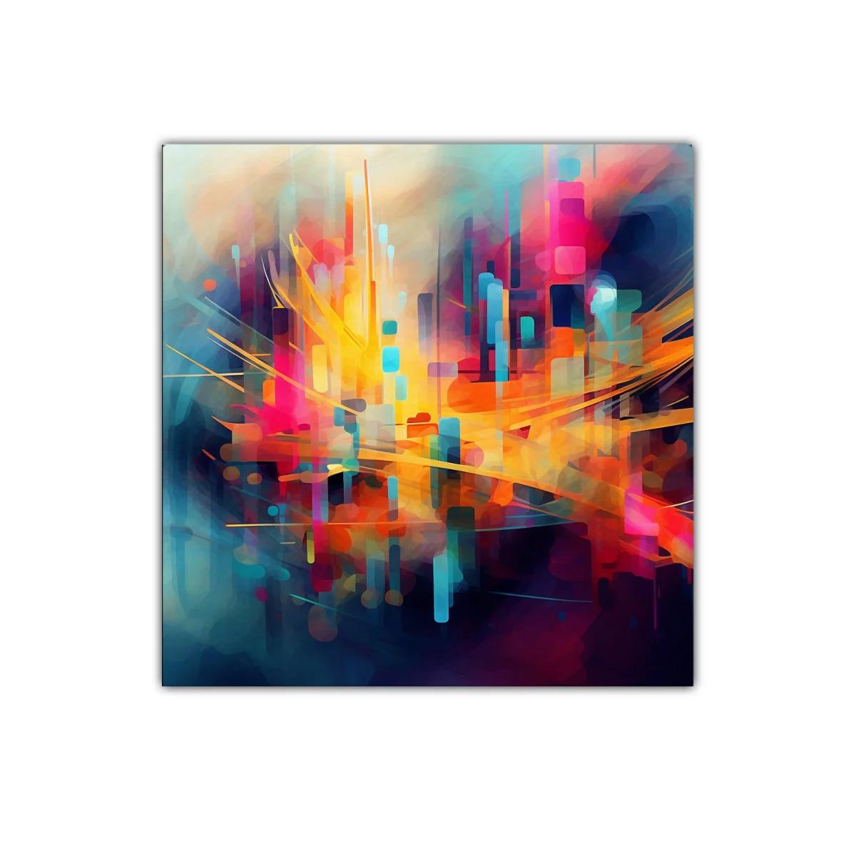 Cuadro Abstracto con Explosión de Colores Vibrantes