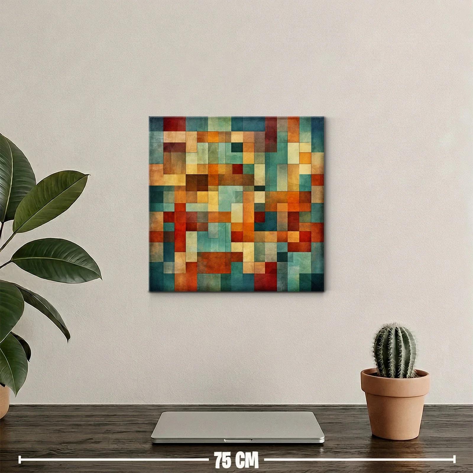 Composición abstracta con bloques en tonos cálidos y frescos — miniatura 2