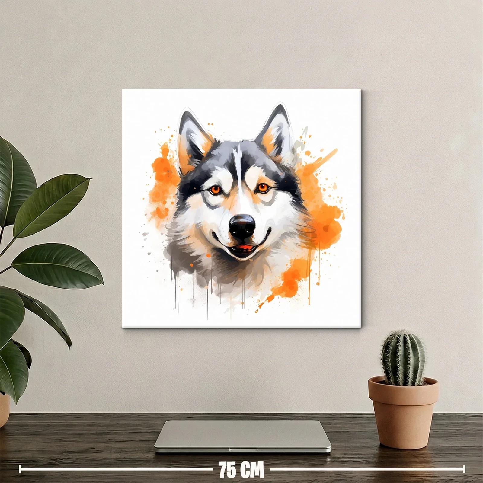 Retrato vibrante de un lobo con toques naranjas — miniatura 2