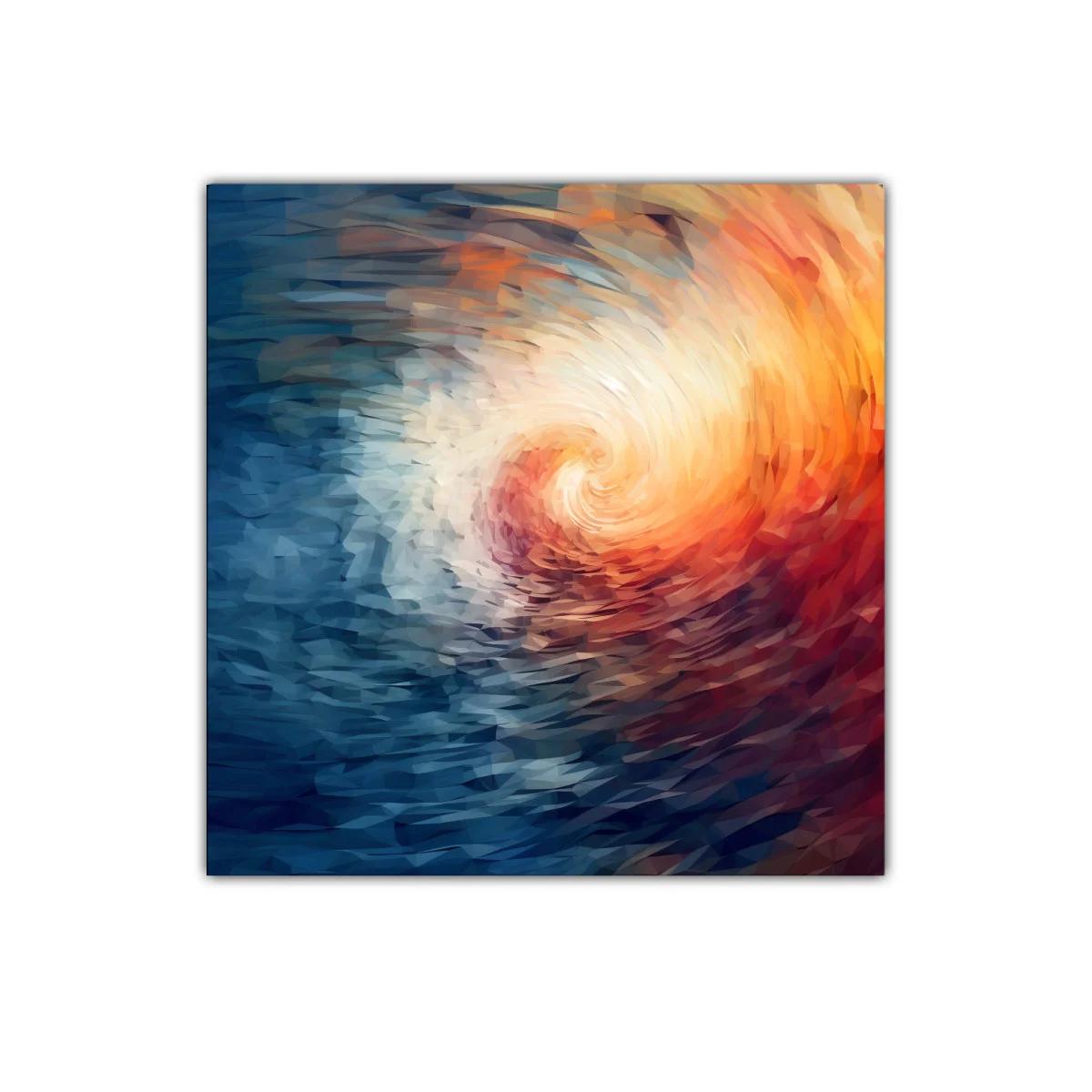 Cuadro abstracto espiral con colores cálidos y fríos — imagen principal