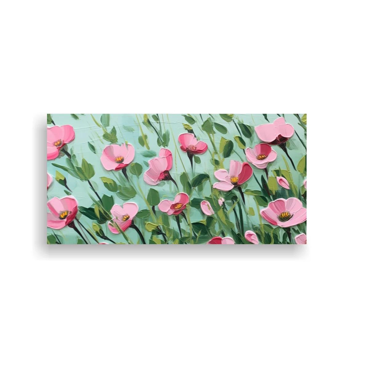Cuadro flores rosas silvestres con centros oscuros y detalles