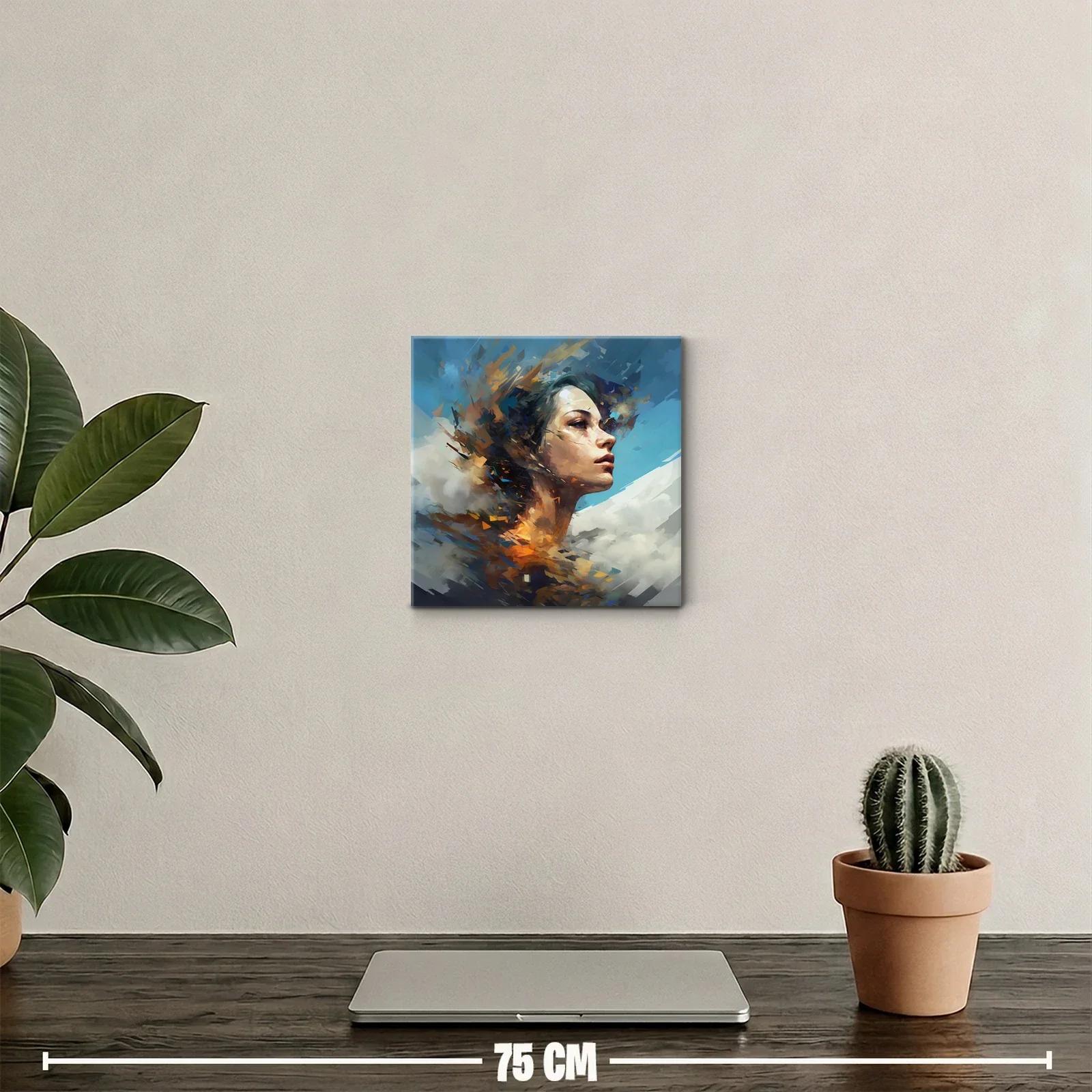 Retrato femenino surrealista con tonos cálidos y azules — miniatura 2