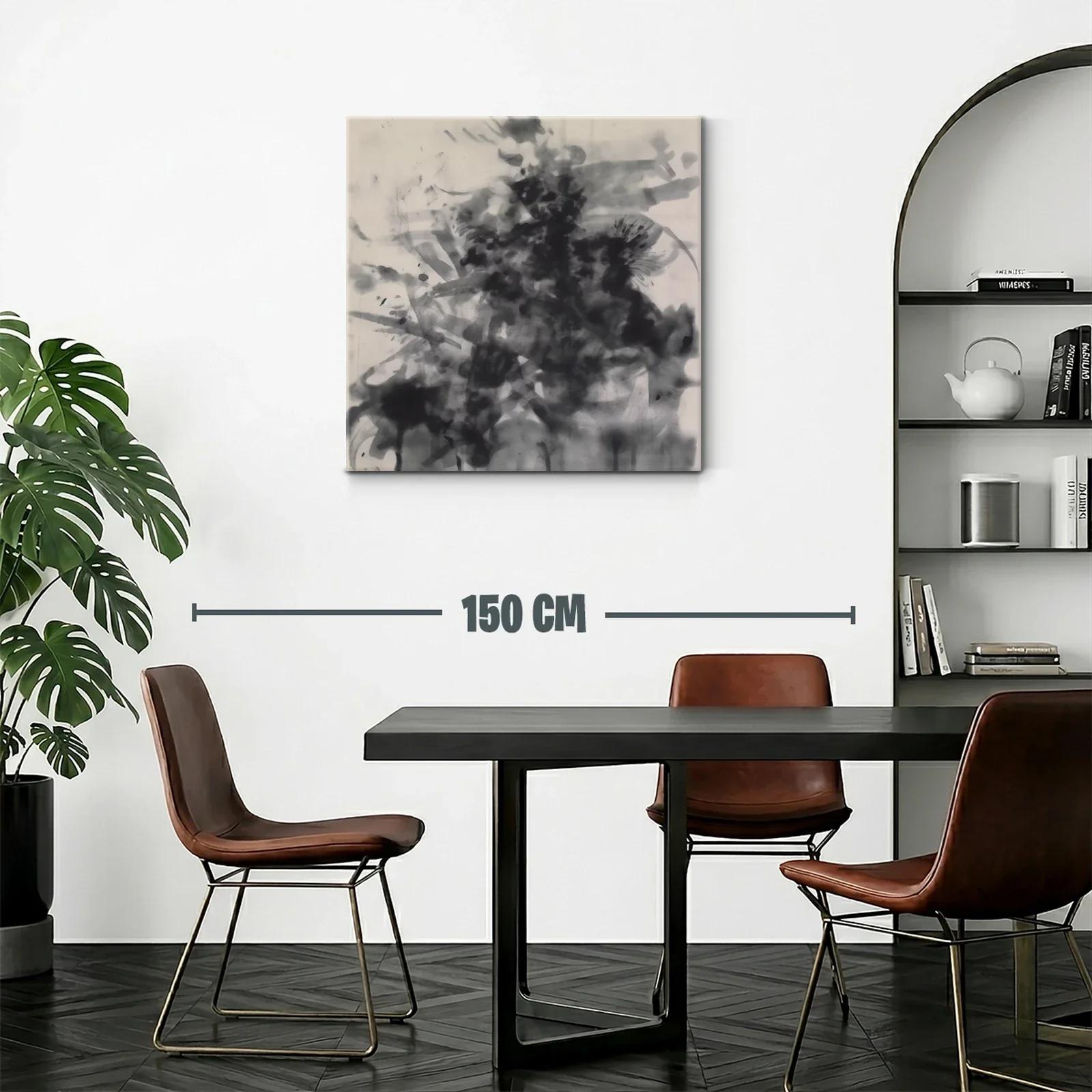 Cuadro abstracto en tonos grises para ambientes modernos — miniatura 2