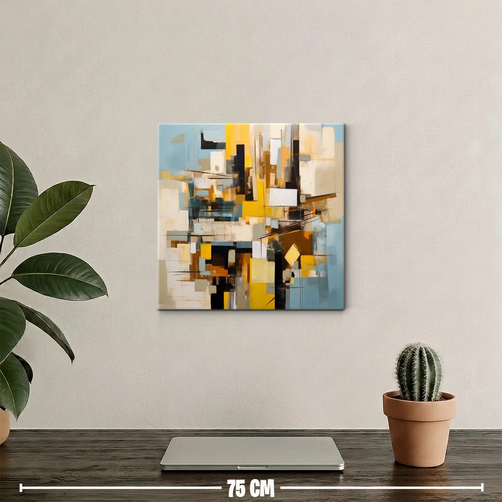 Cuadro abstracto con tonos cálidos y formas geométricas — miniatura 2