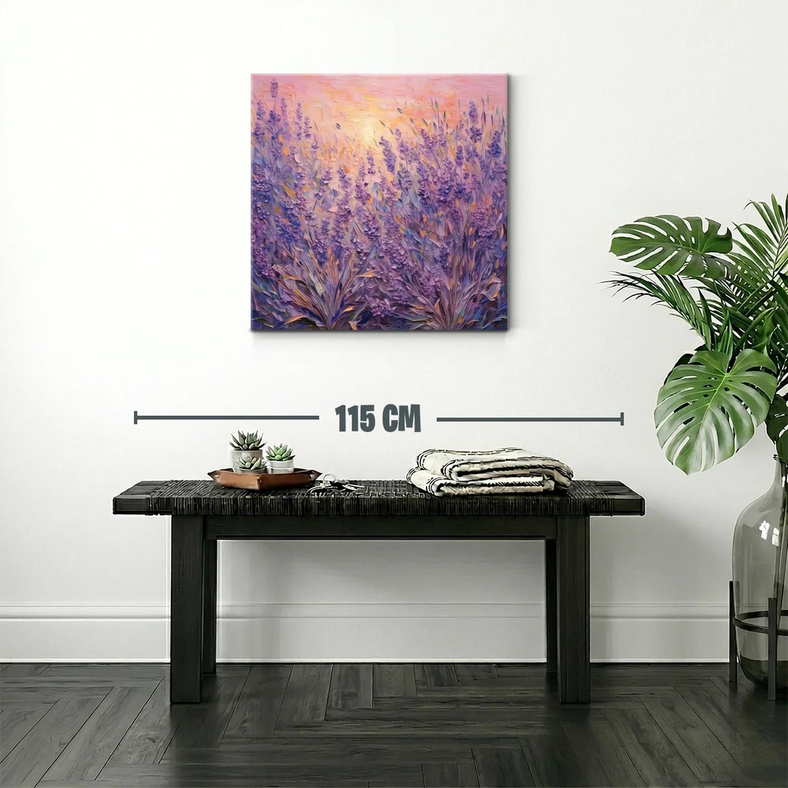 Campo de lavanda al atardecer con luz cálida y vibrante — miniatura 2