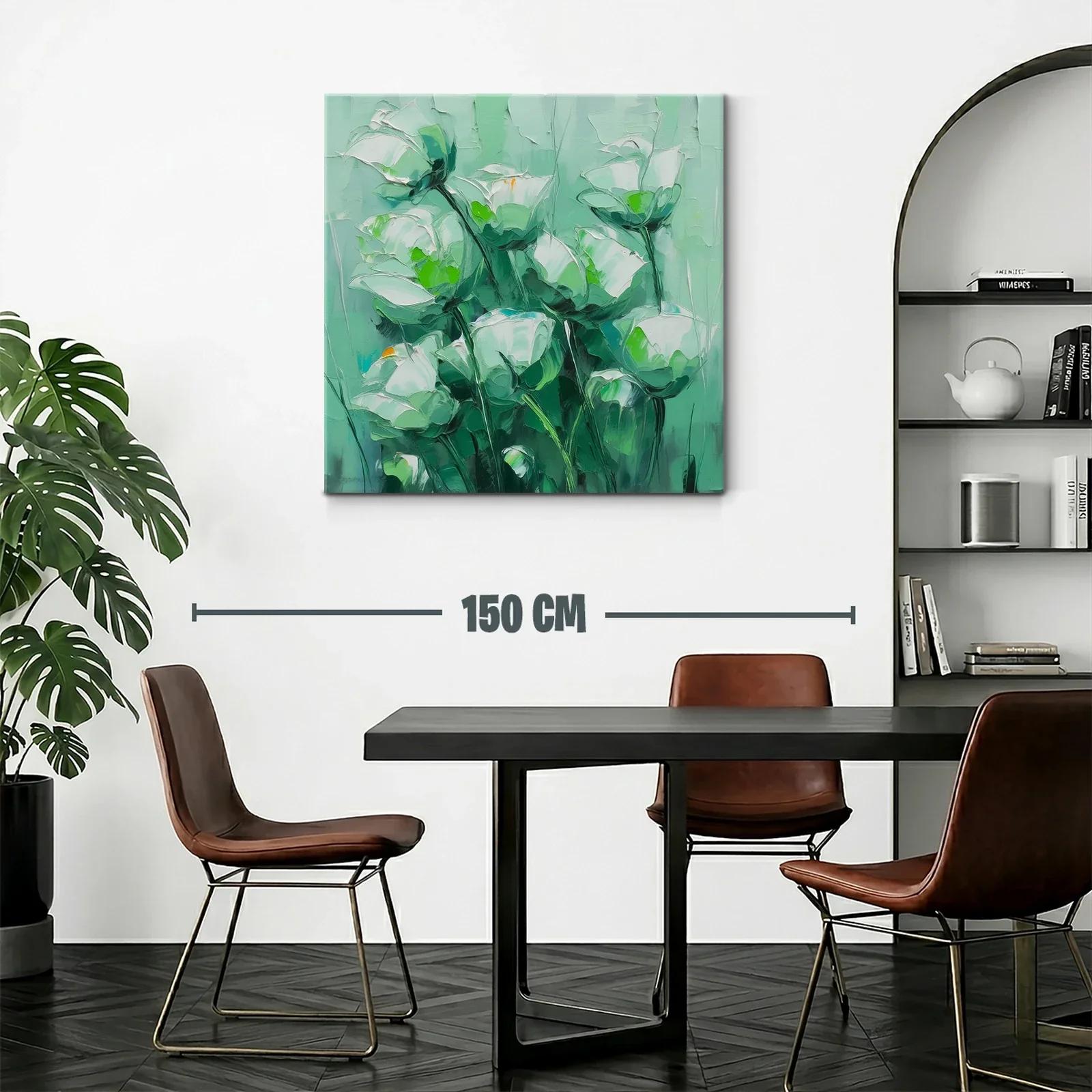 Cuadro floral con tonos verdes y blancos suaves — miniatura 2