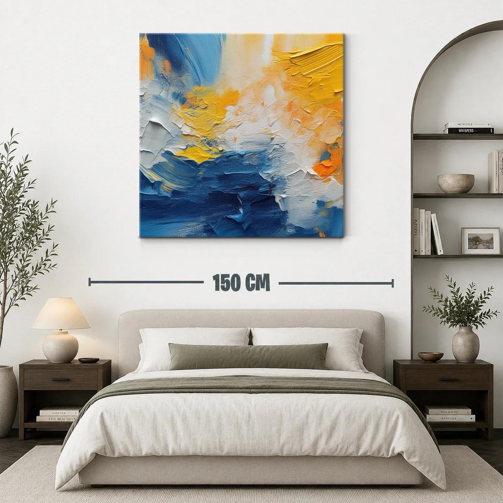 Cuadro abstracto con vibrantes tonos azules y amarillos — miniatura 3