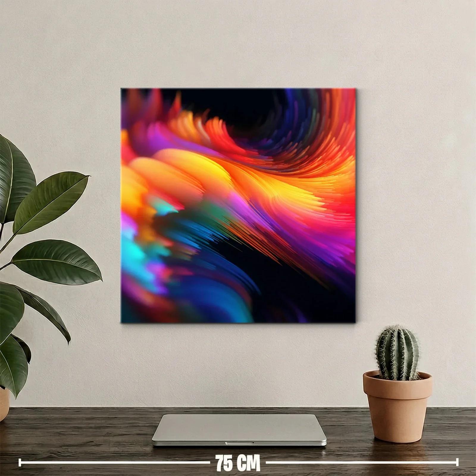 Cuadro abstracto en vibrantes tonos cálidos y fríos — miniatura 2