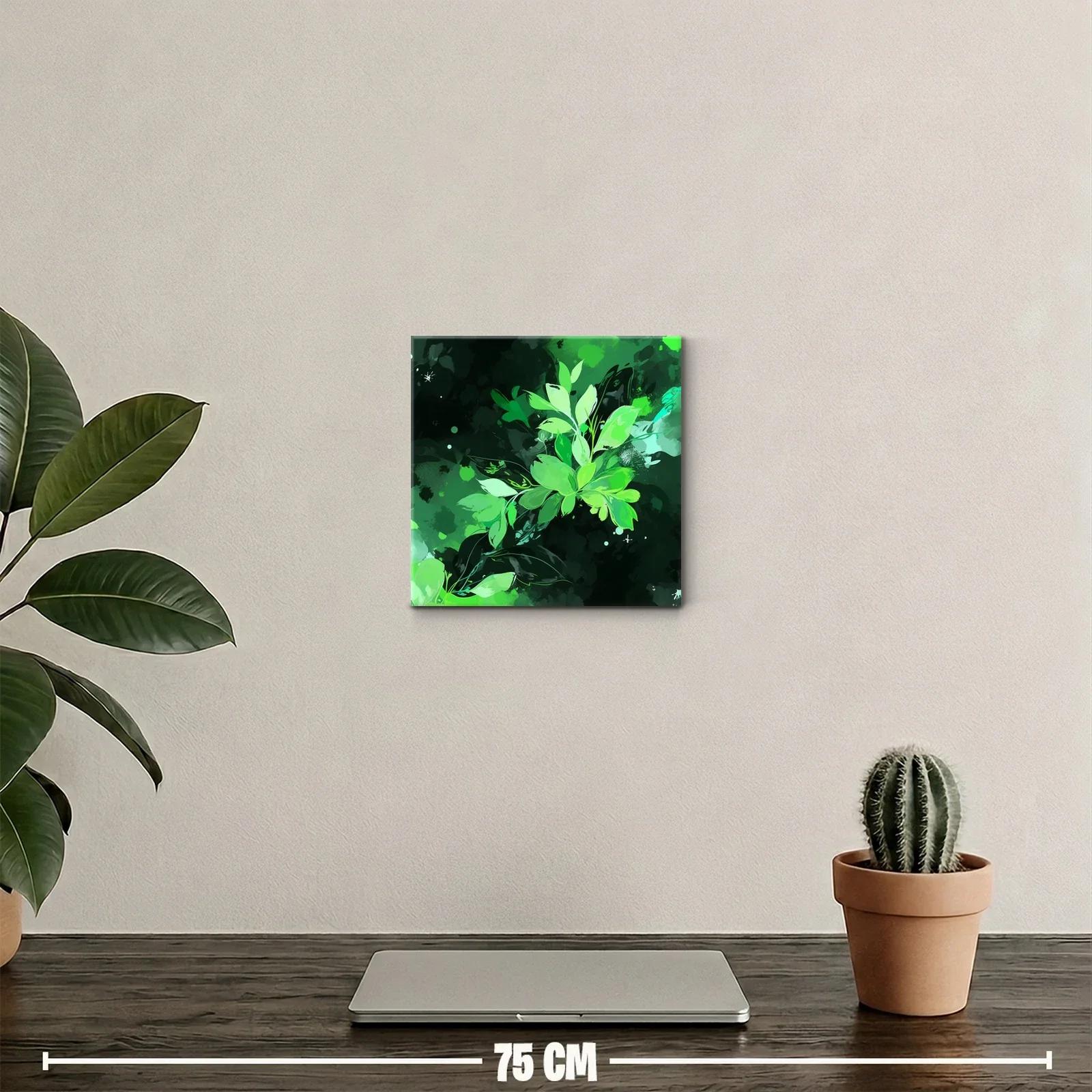 Cuadro decorativo con motivos de hojas verdes vibrantes — miniatura 2
