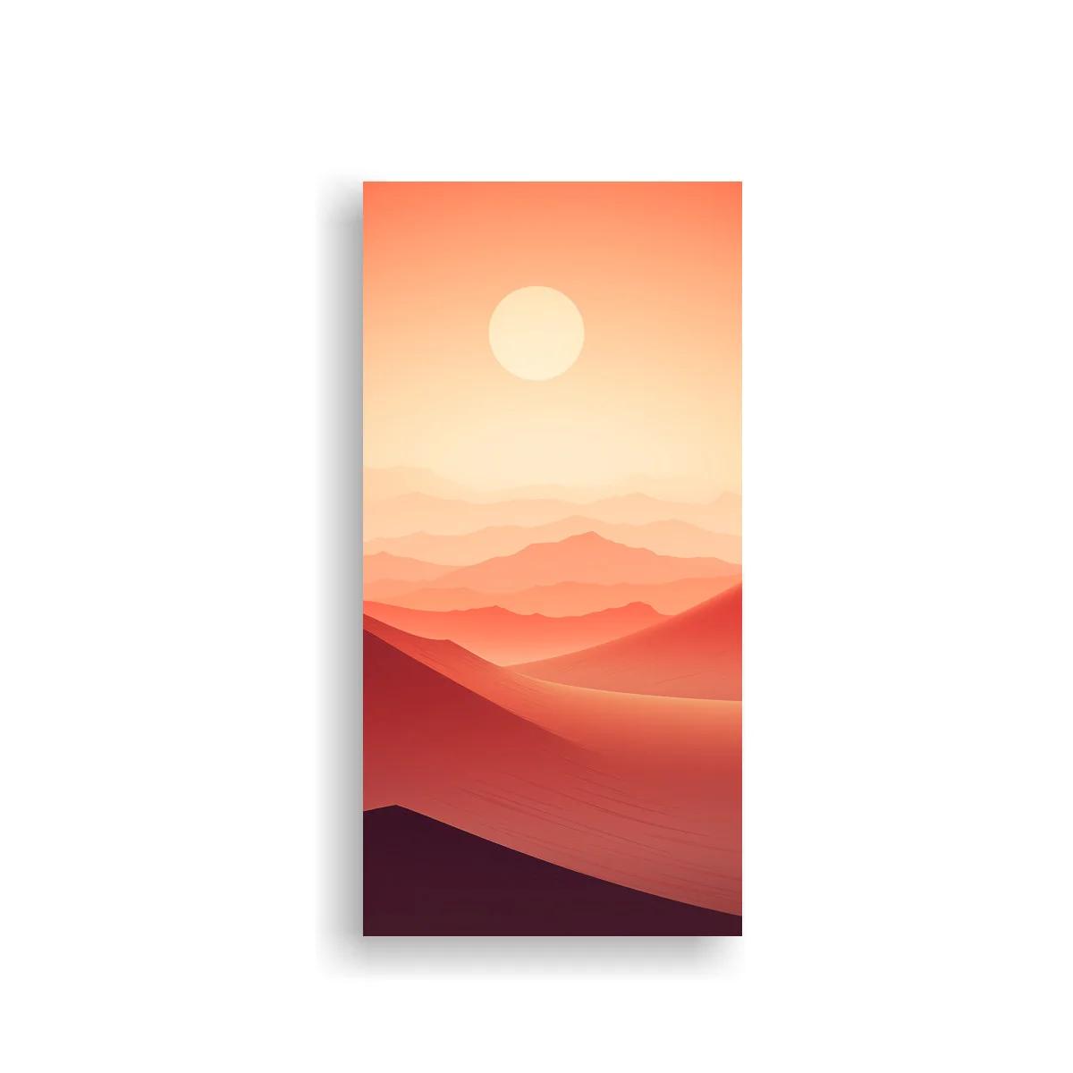 Cuadro sol sobre dunas con capas onduladas