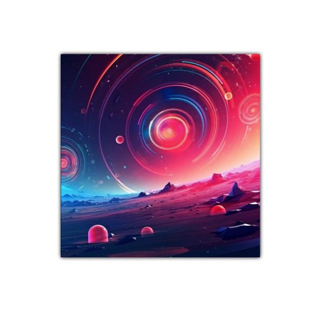 Paisaje cósmico con espirales de luz y tonos vibrantes