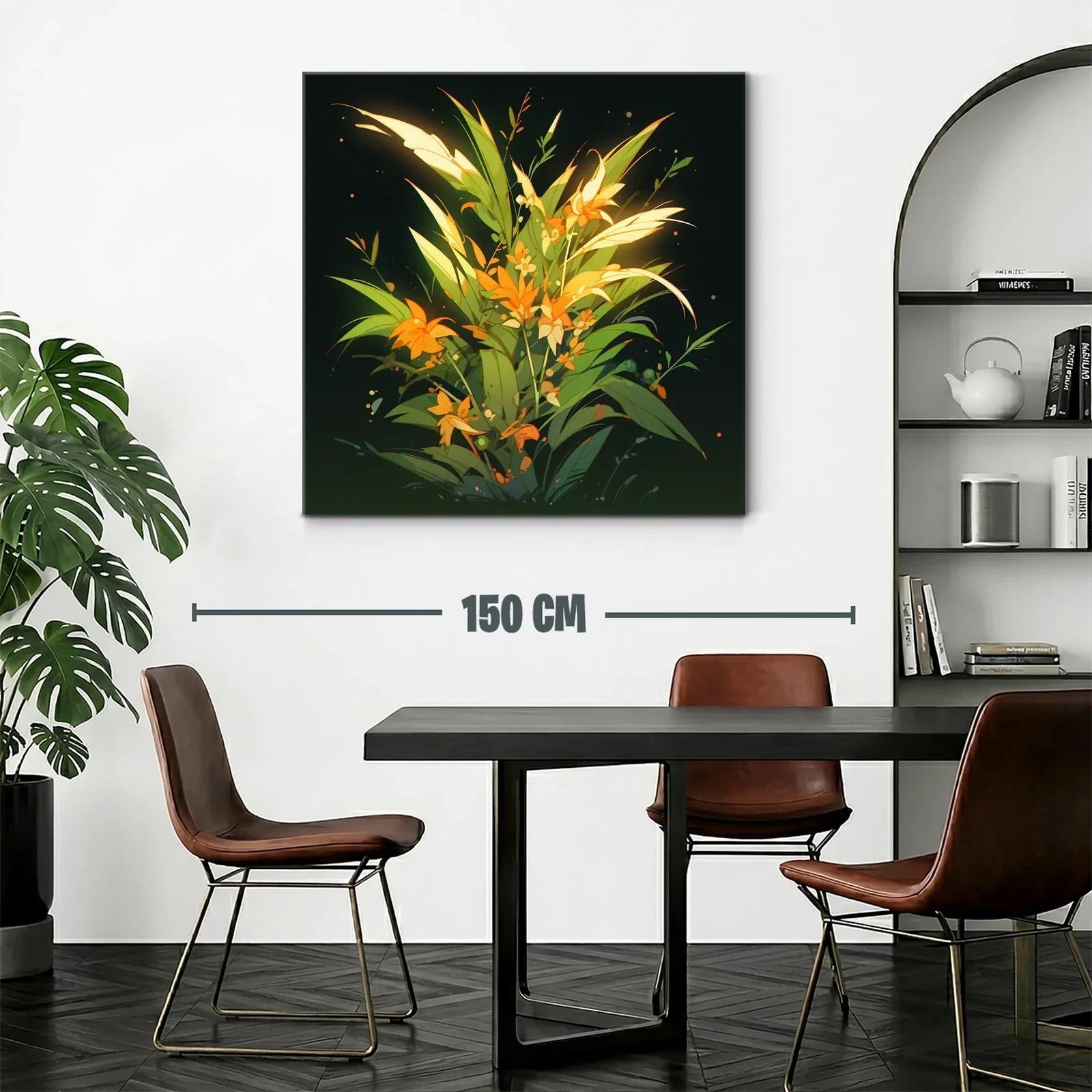 Composición floral vibrante con tonos verdes y naranjas — miniatura 2
