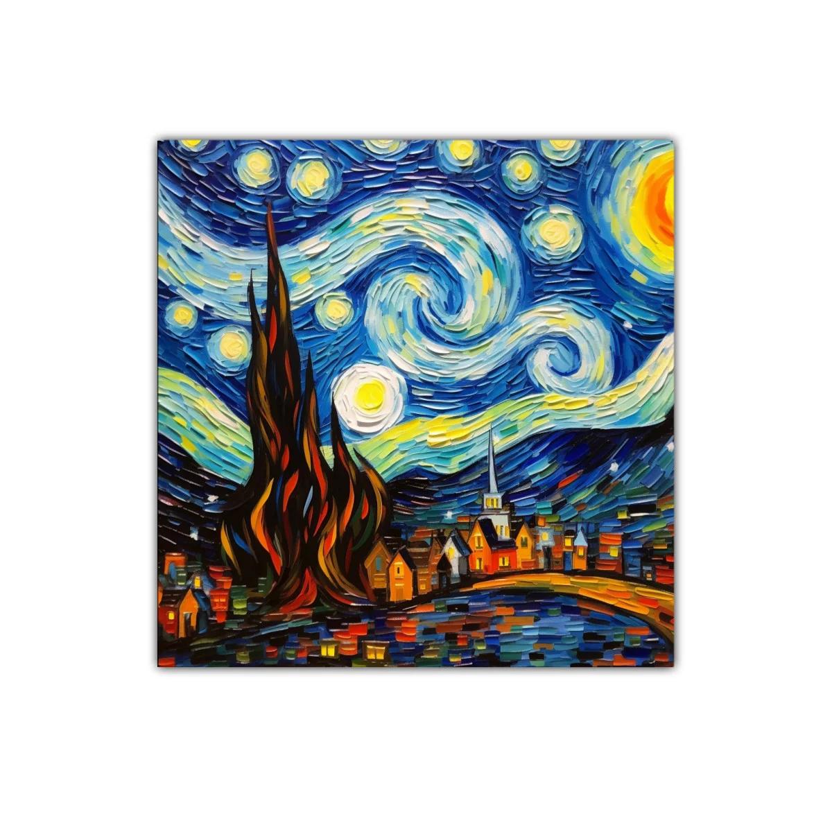 Cuadro decorativo vibrante cielo estrellado nocturno — imagen principal