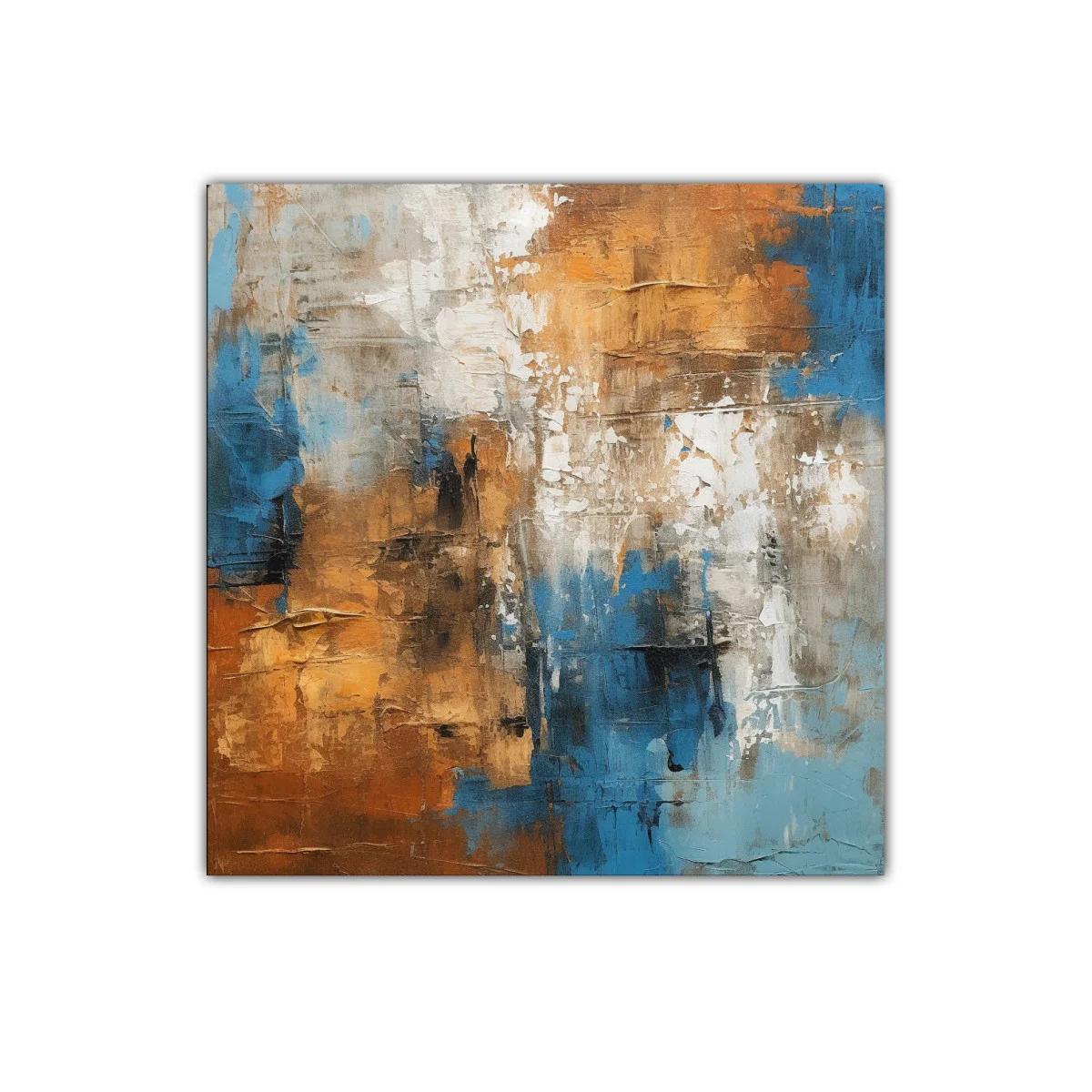 Composición abstracta con tonos tierra y azul vibrante — imagen principal