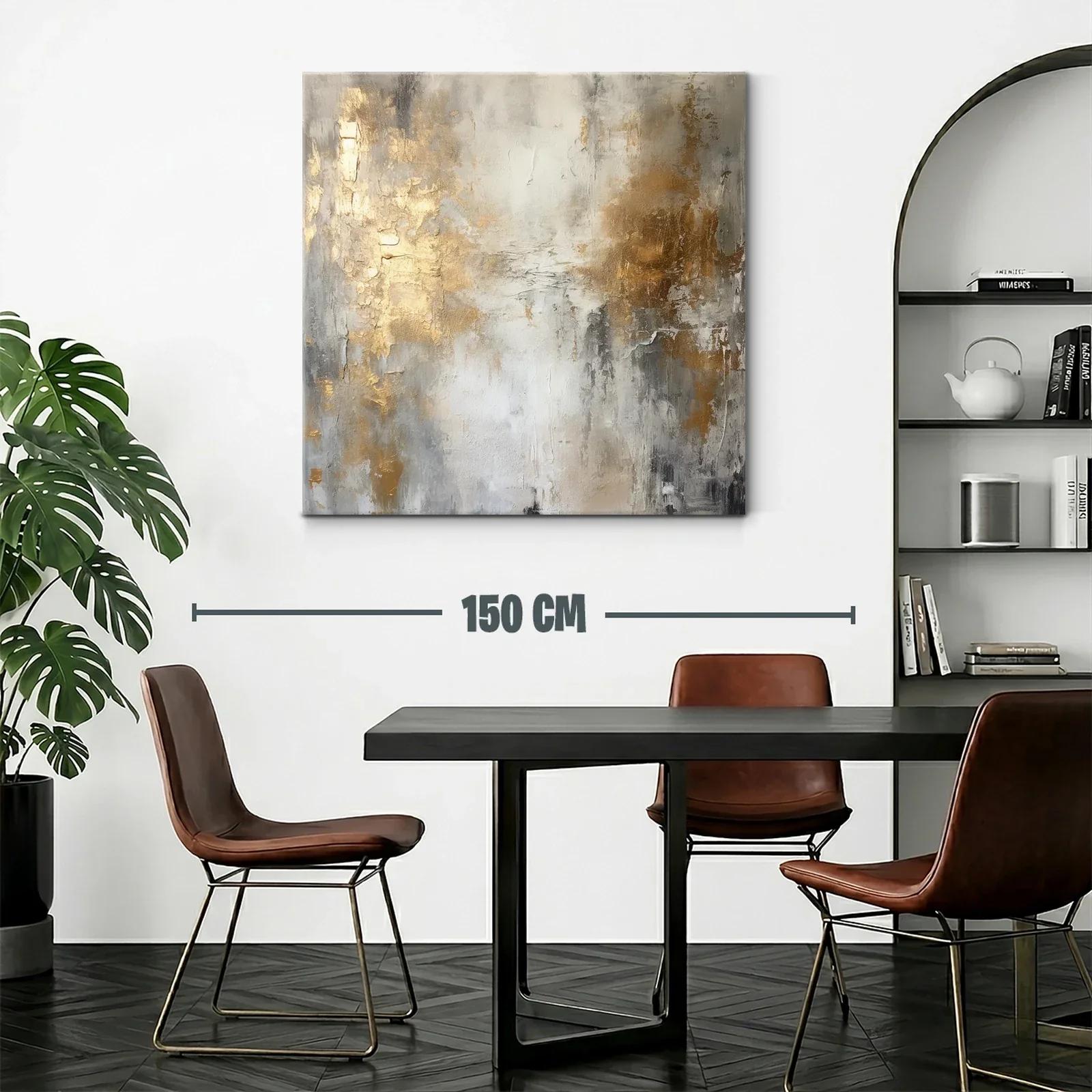 Cuadro abstracto con tonos dorados y grises elegantes — miniatura 2