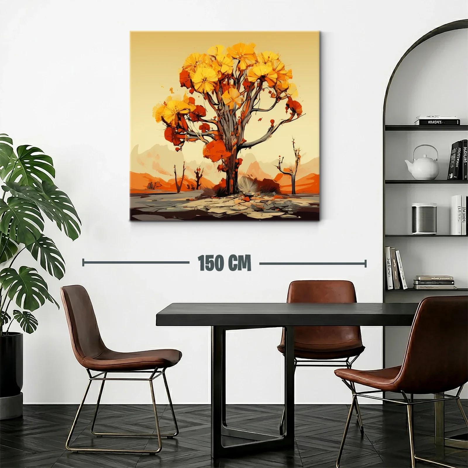 Árbol de tonos cálidos en paisaje abstracto vibrante — miniatura 2
