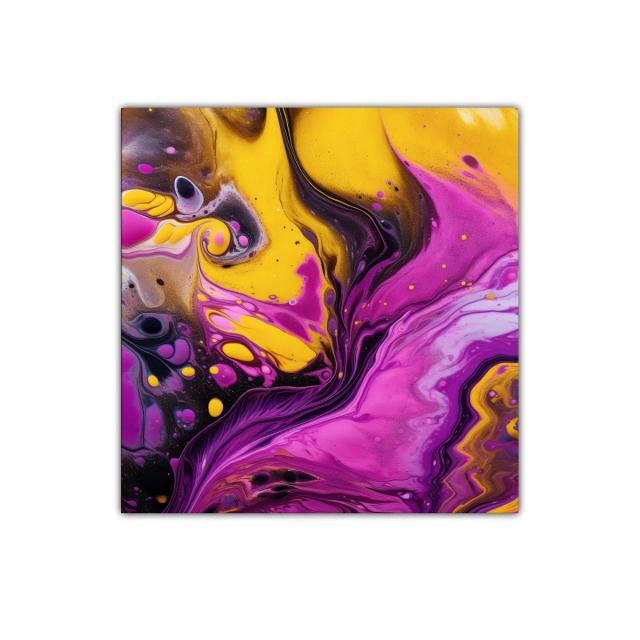 Cuadro abstracto vibrante con tonos fucsia y amarillo