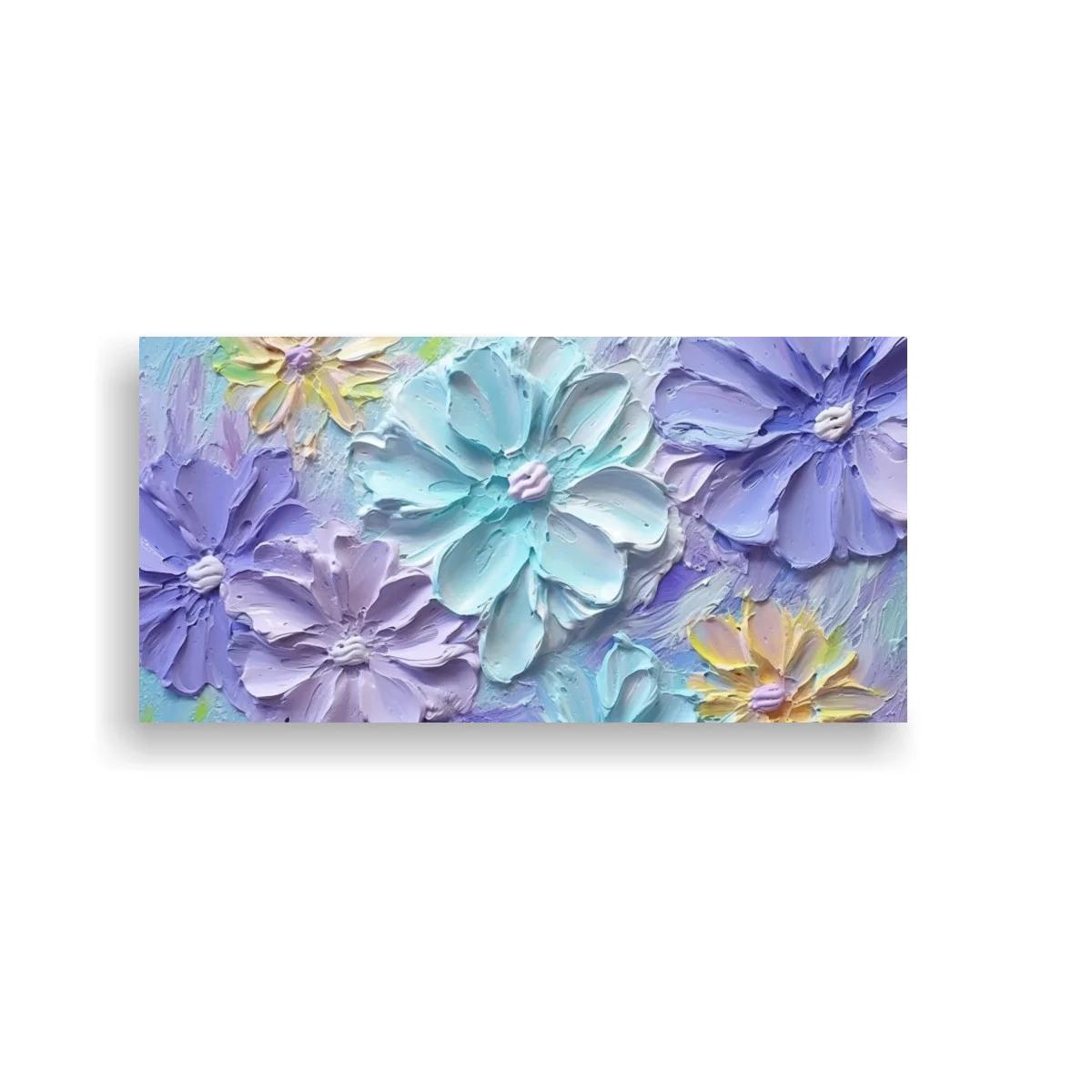 Cuadro flores en relieve con textura marcada
