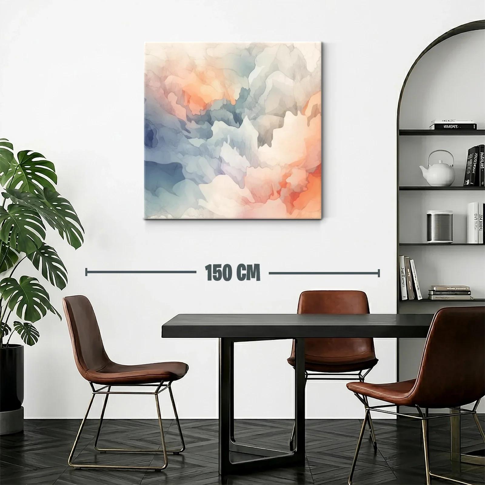 Cuadro abstracto con tonos cálidos y fríos armoniosos — miniatura 2