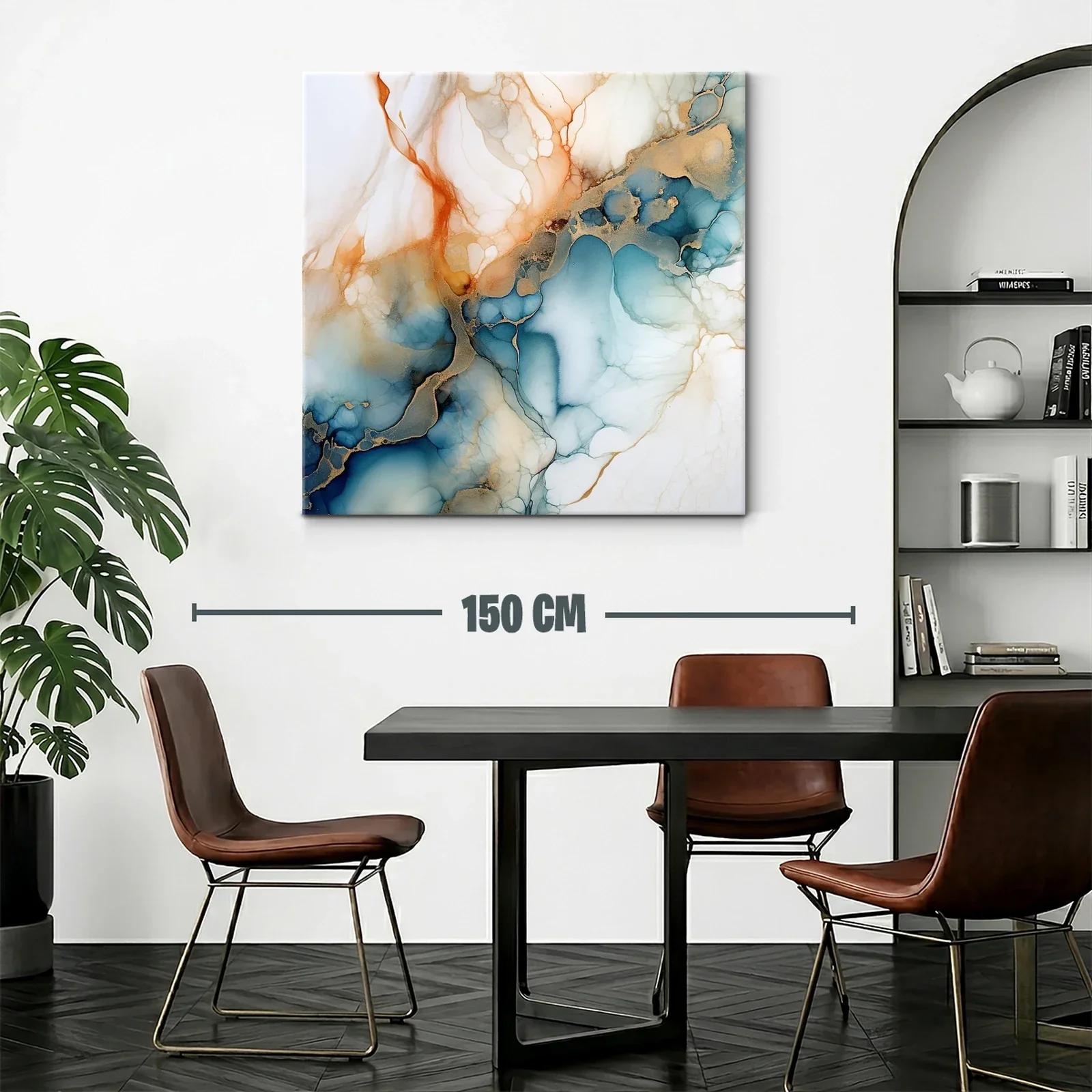Composición abstracta con tonos azules y dorados cálidos — miniatura 2
