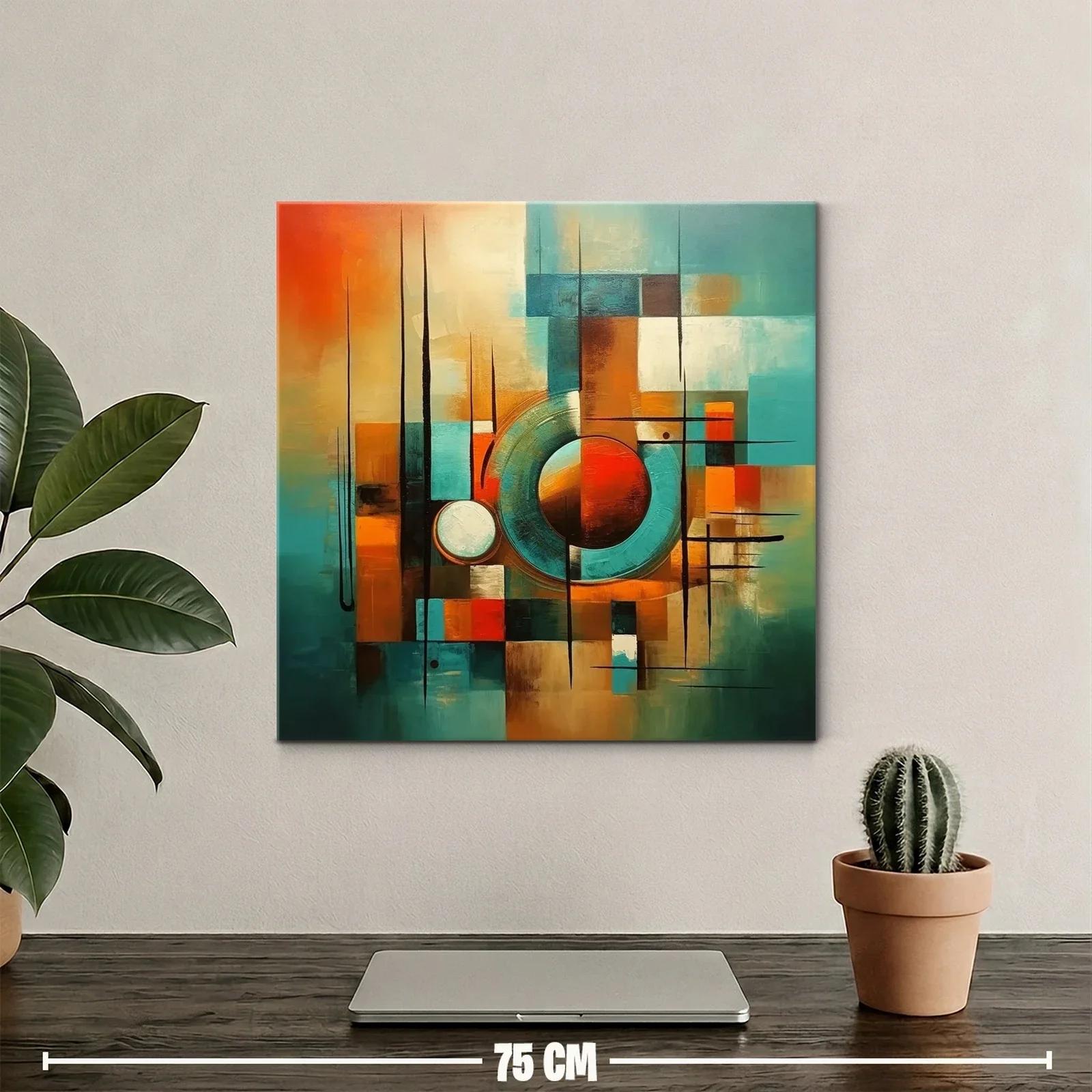 Composición abstracta en tonos cálidos y azules vibrantes — miniatura 2