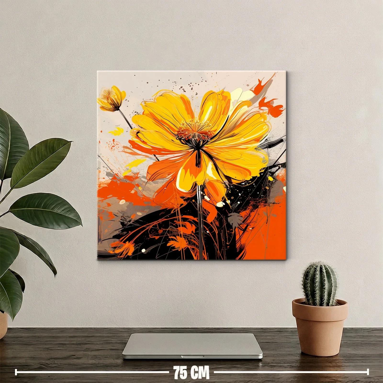 Cuadro vibrante con flor amarilla y naranja explosiva — miniatura 2