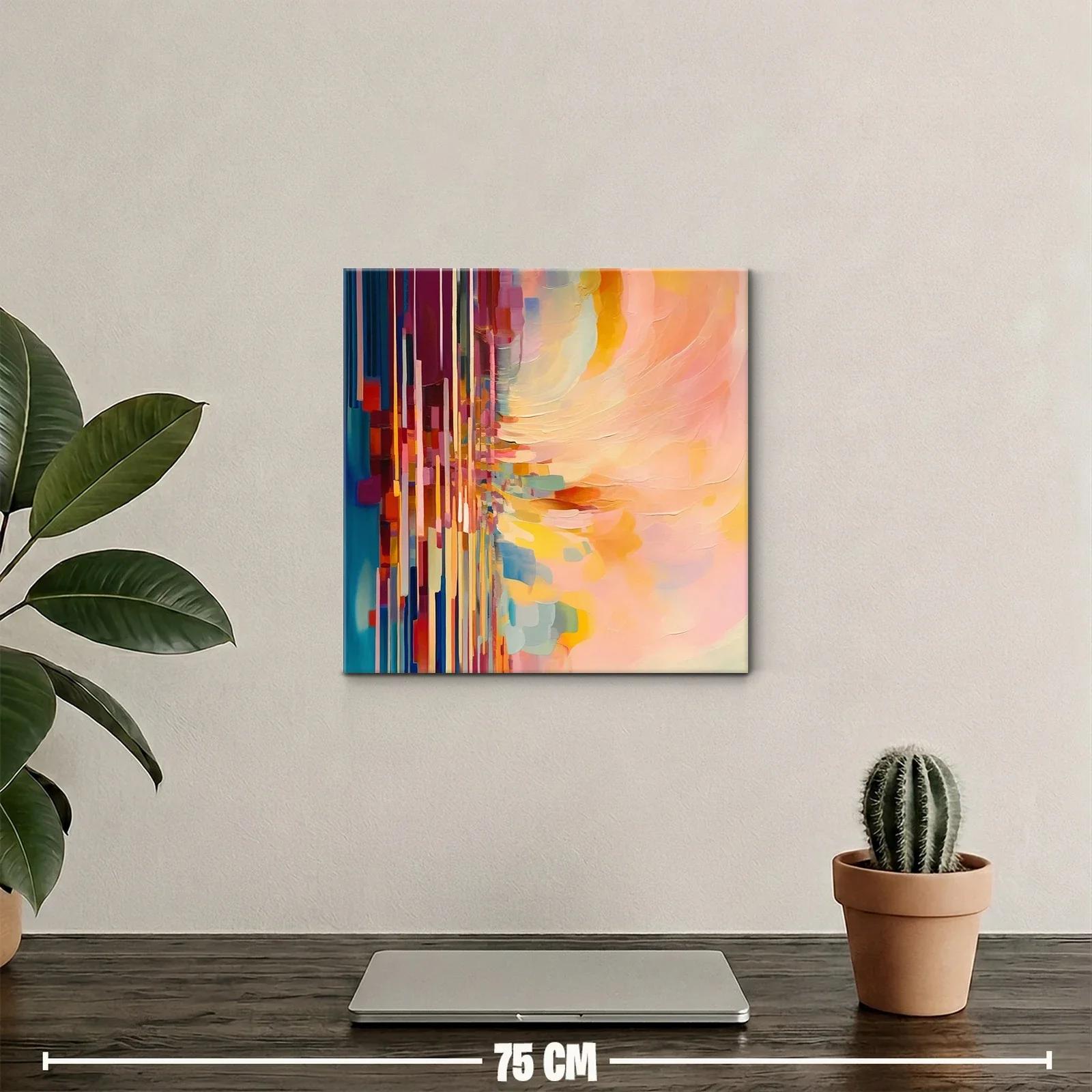 Cuadro abstracto con vibrantes tonos cálidos y fríos — miniatura 2