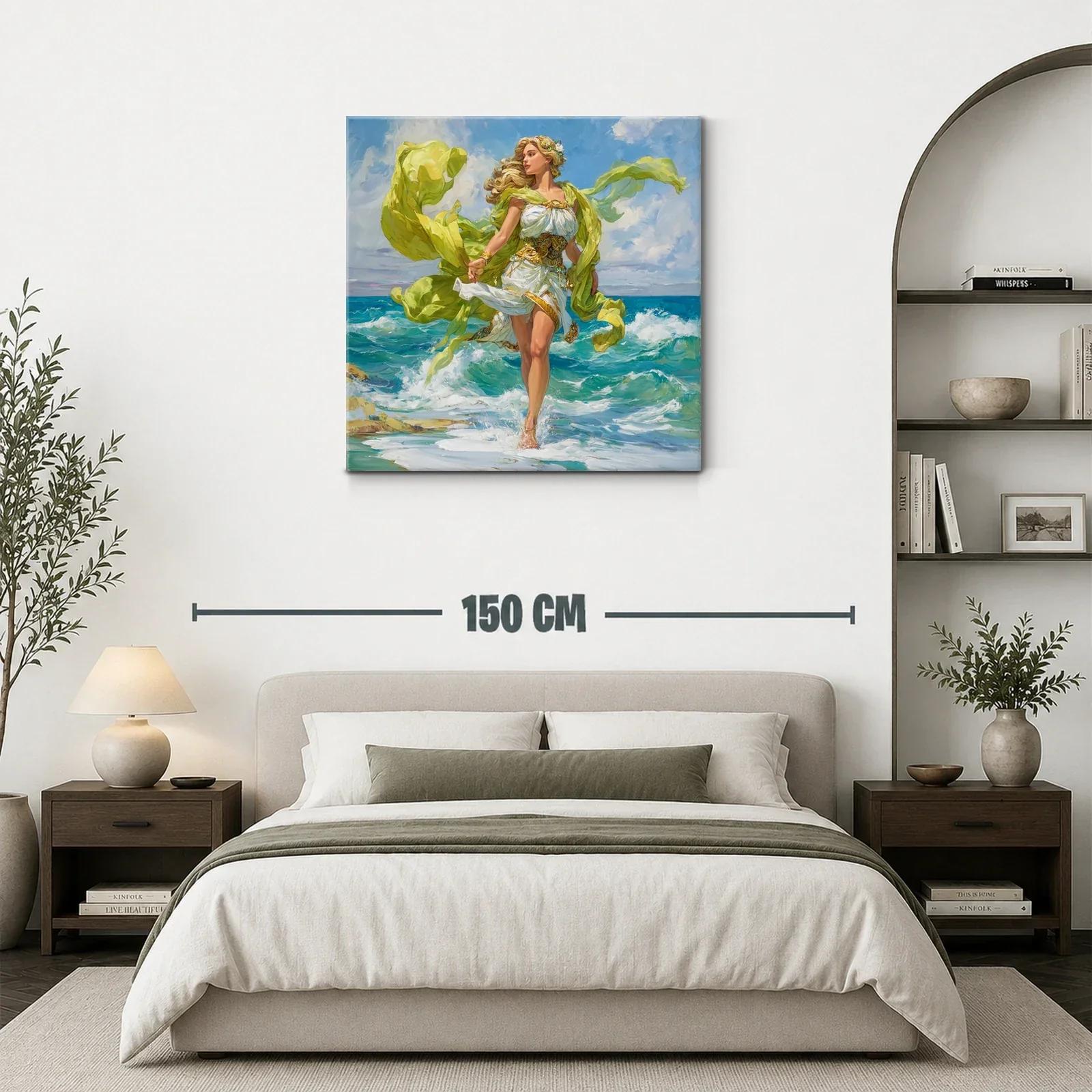 Figura femenina en movimiento junto al mar con tonos vivos — miniatura 3