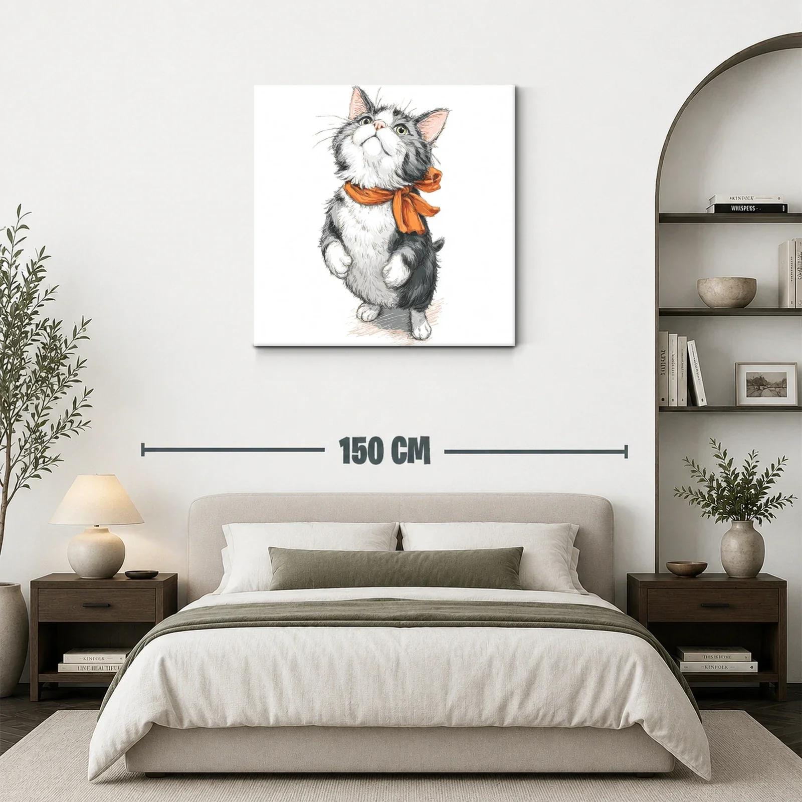 Tierno gato con pañuelo naranja en pose dulce y juguetona — miniatura 3