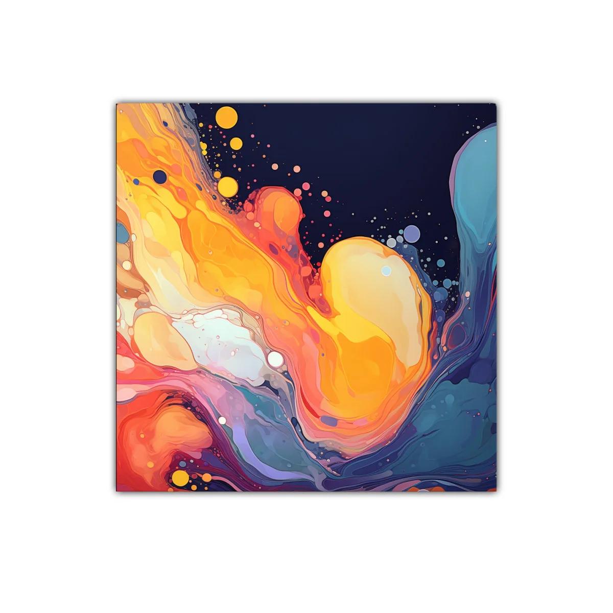 Cuadro abstracto con explosión de color y energía vibrante