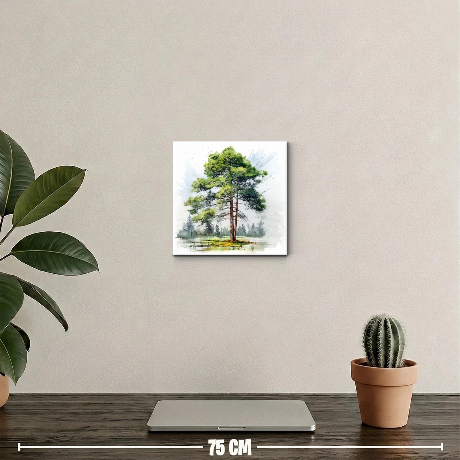 Cuadro decorativo de árbol en acuarela natural y serena — miniatura 2