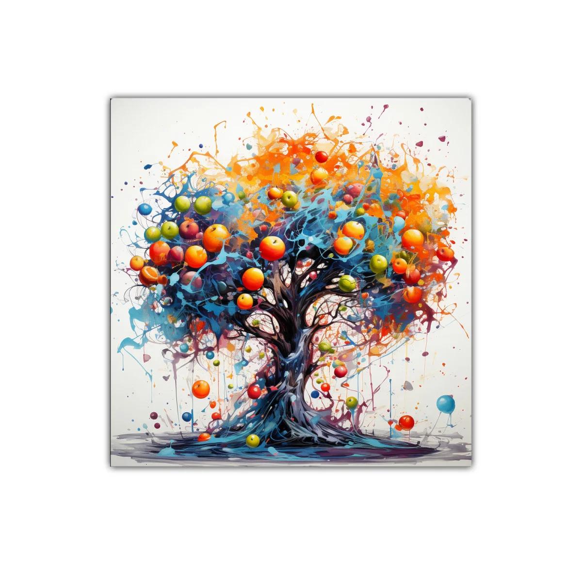Árbol colorido con frutas vibrantes en fondo blanco — imagen principal