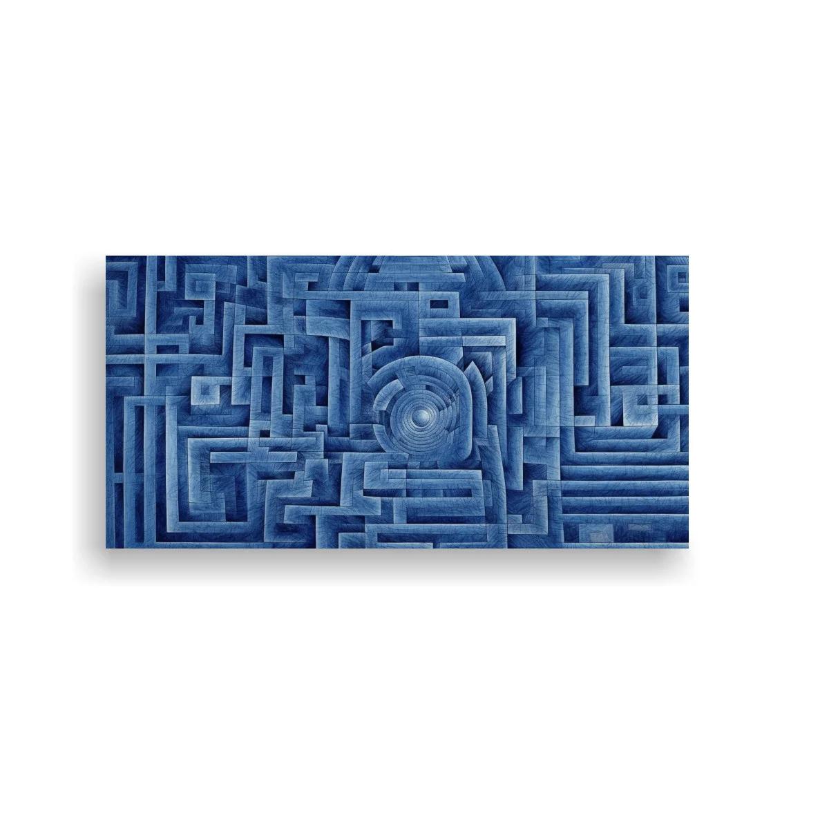 Cuadro laberinto geométrico azul con espiral central — imagen principal