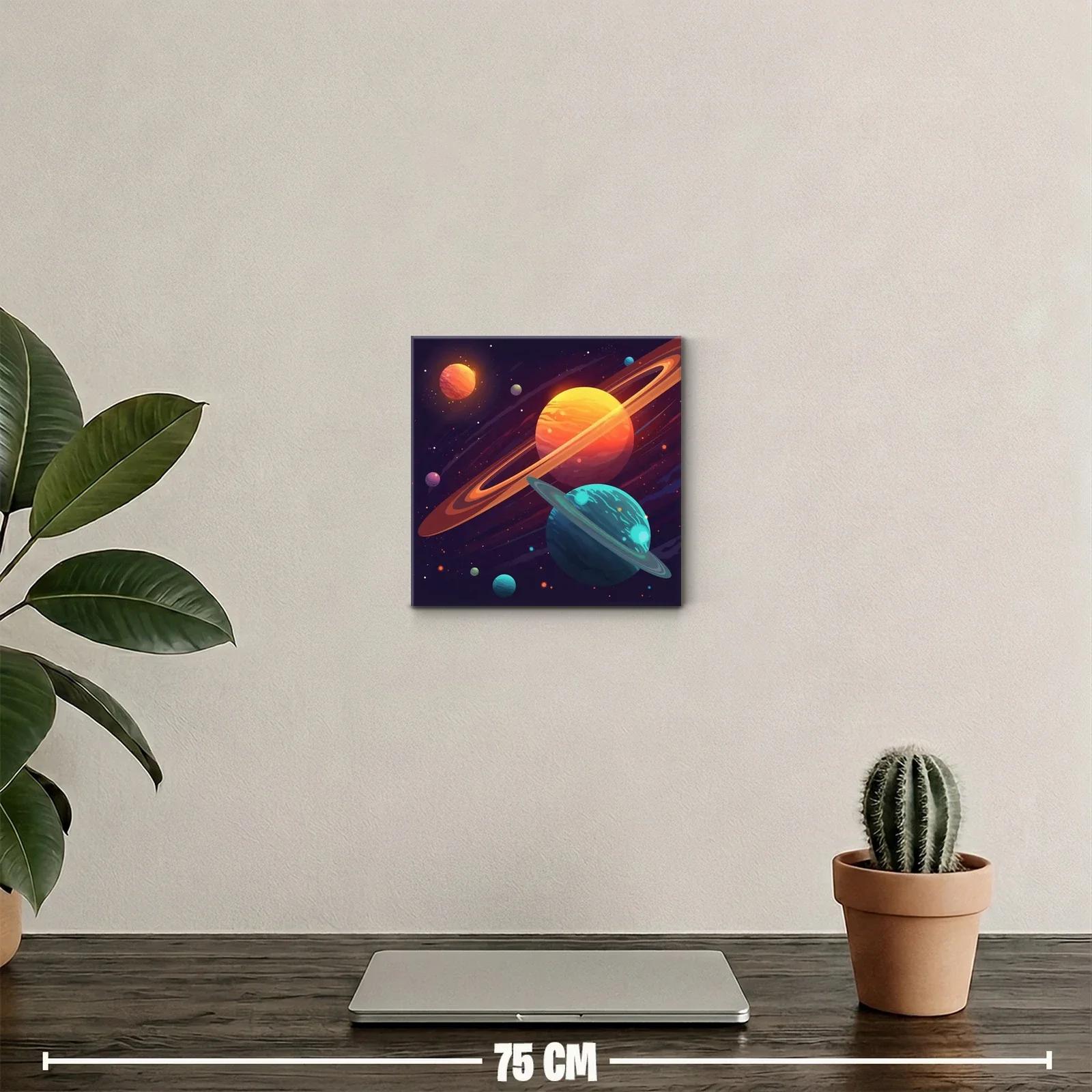 Cuadro decorativo con universo y planetas coloridos — miniatura 2