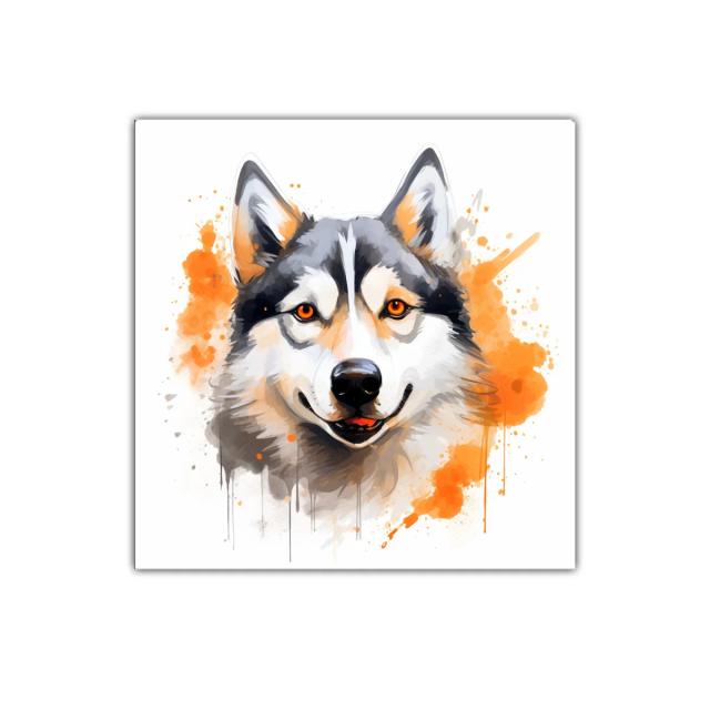 Retrato vibrante de un lobo con toques naranjas
