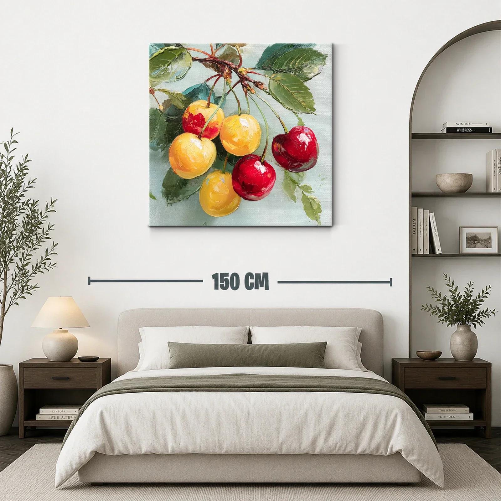 Cherries in Vibrant Red and Yellow on Soft Green Background — miniatura 3