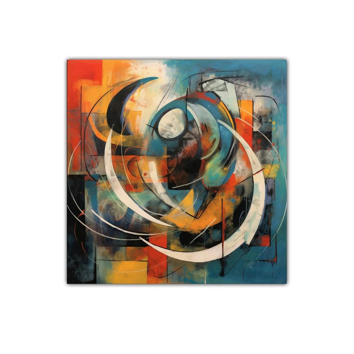 Cuadro Abstracto con Formas Curvas y Colores Vibrantes