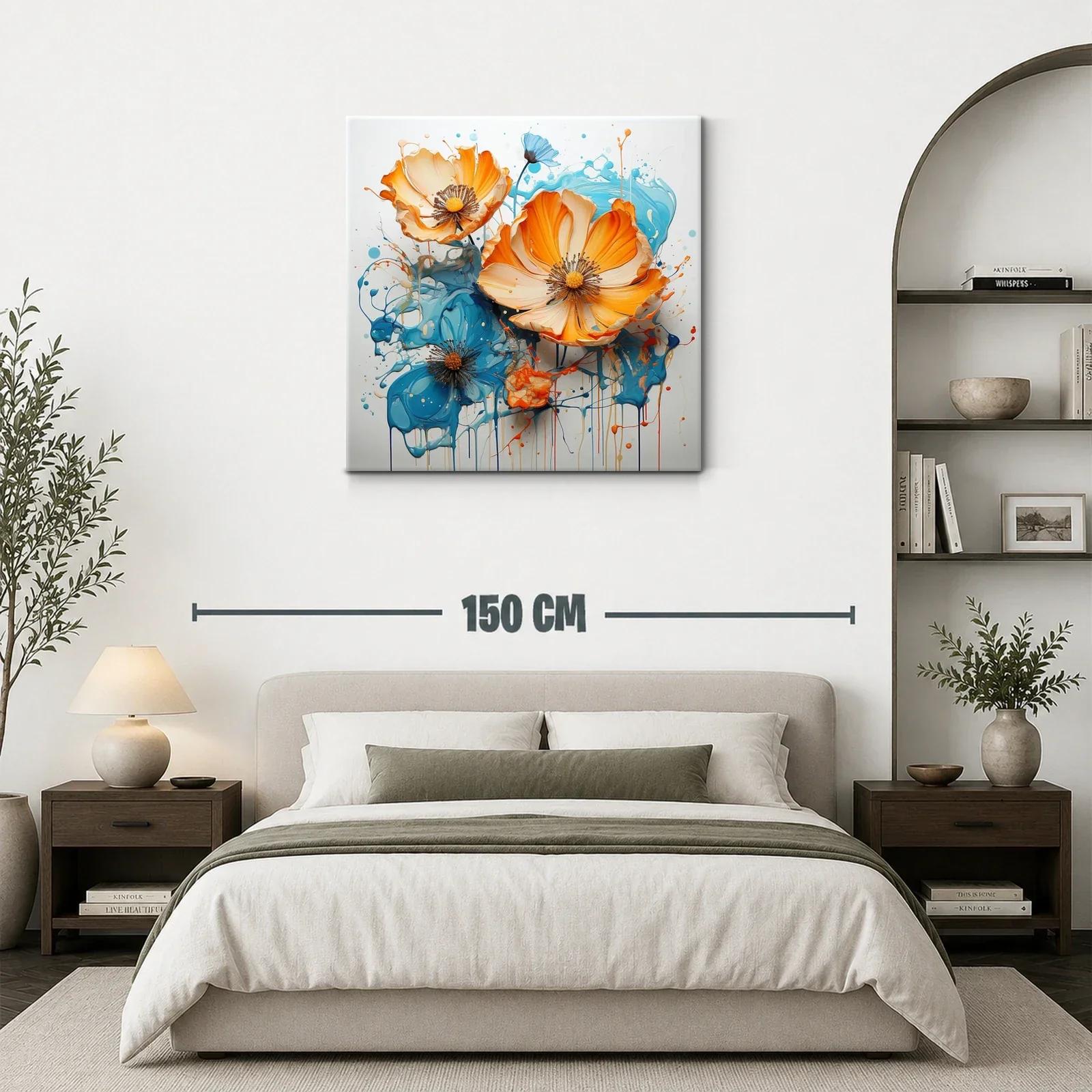 Flores vibrantes en tonos naranjas y azules dinámicos — miniatura 3